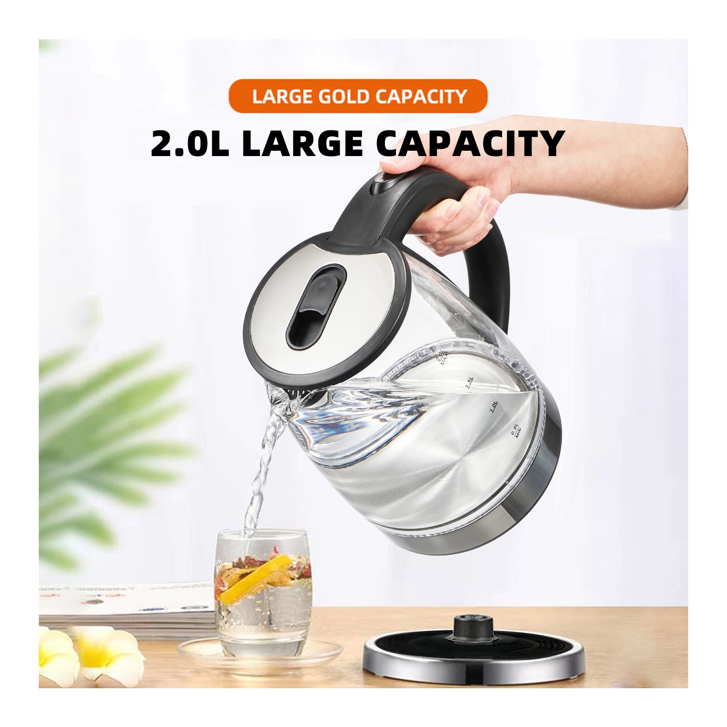 Electric Kettle Glass Electric Tea Kettle Hot Water Boiler & Heater with Auto Shut Off Function