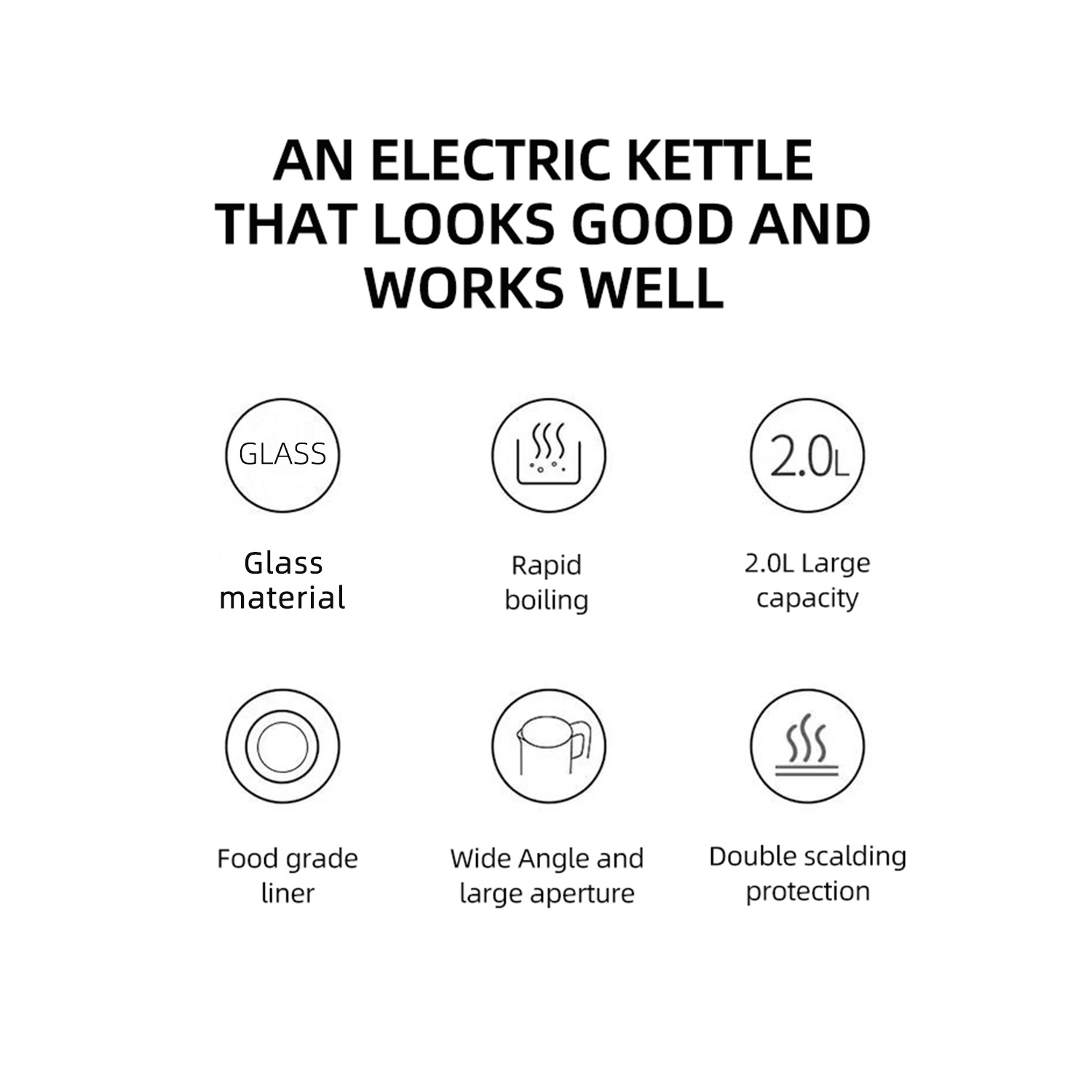 Electric Kettle Glass Electric Tea Kettle Hot Water Boiler & Heater with Auto Shut Off Function