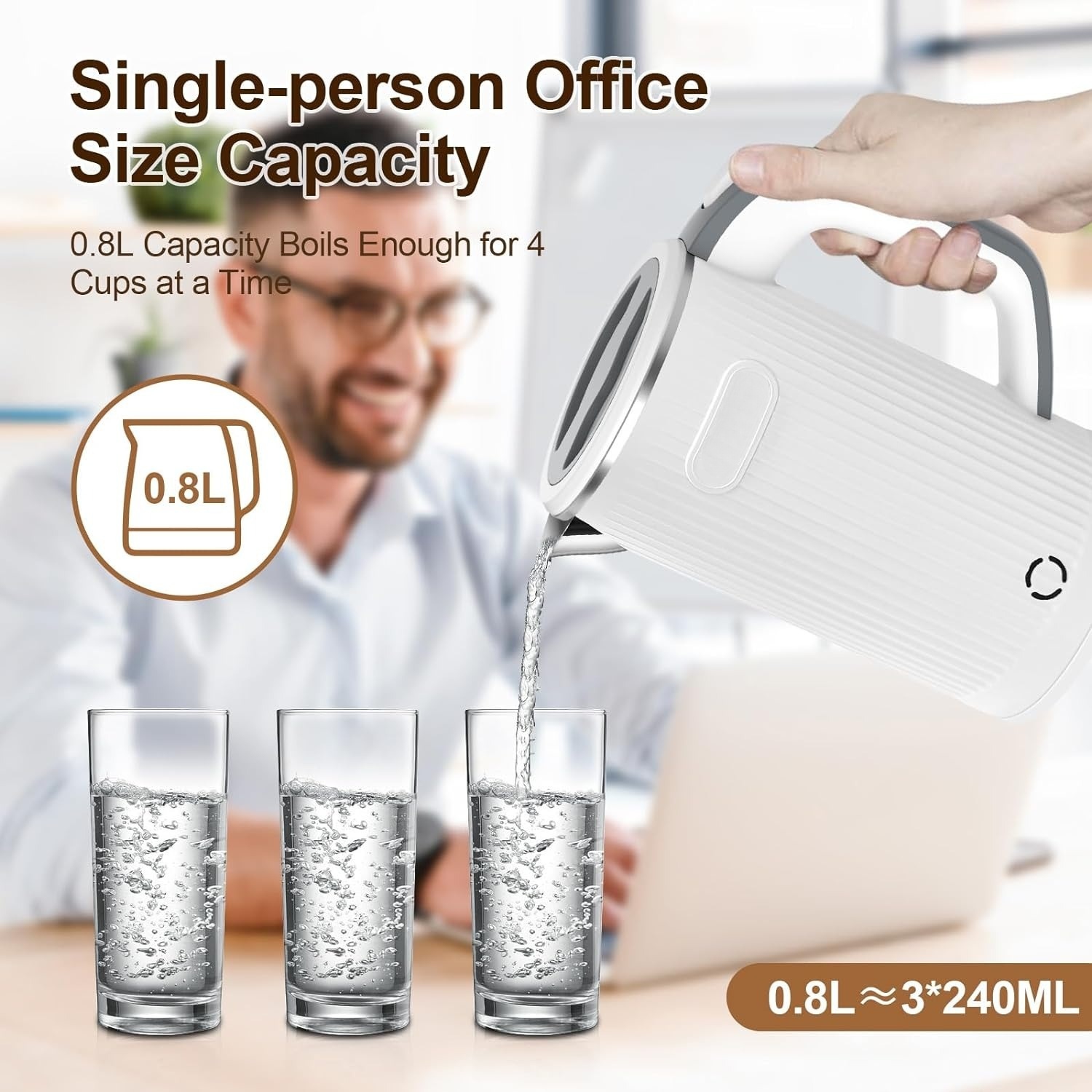 Bouilloire électrique 600 W Mini Bouilloire de voyage Bouilloire d'eau chaude pour le camping au bureau à la maison