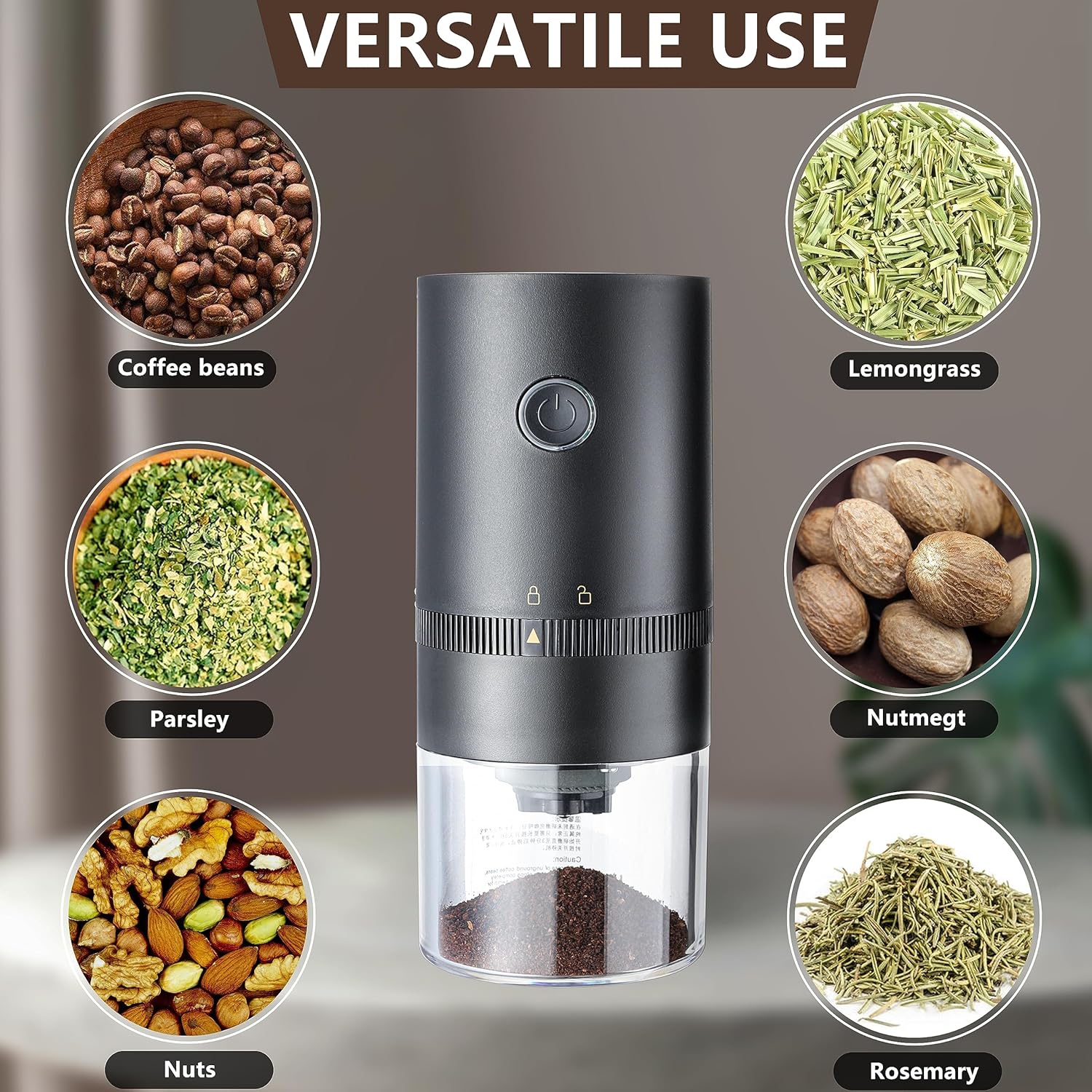 Coffee Grinder Electric with Adjustable Coarseness,Rechargeable Electric Coffee Bean Grinder,Small Cordless Coffee Grinder