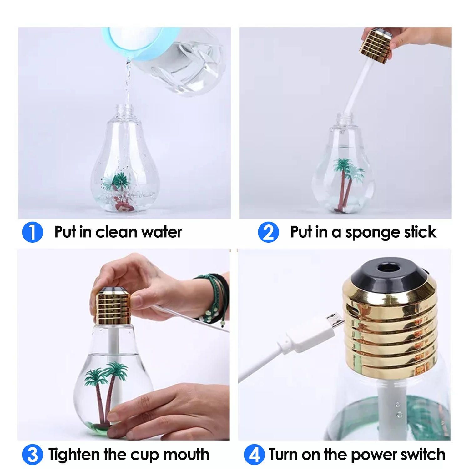 2 Pack Aromatherapy Diffusers, 400ml Colorful Light Bulb Air Humidifier Essential Oil Diffuser Atomizer Freshener Mist sprayer