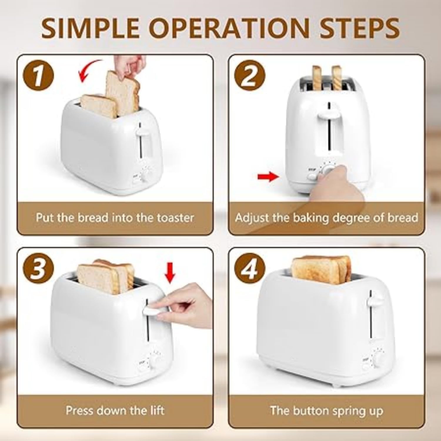 2-Slice Toaster Breakfast Bread Machine Toasters Bread Makers Bagels Waffles Toaster