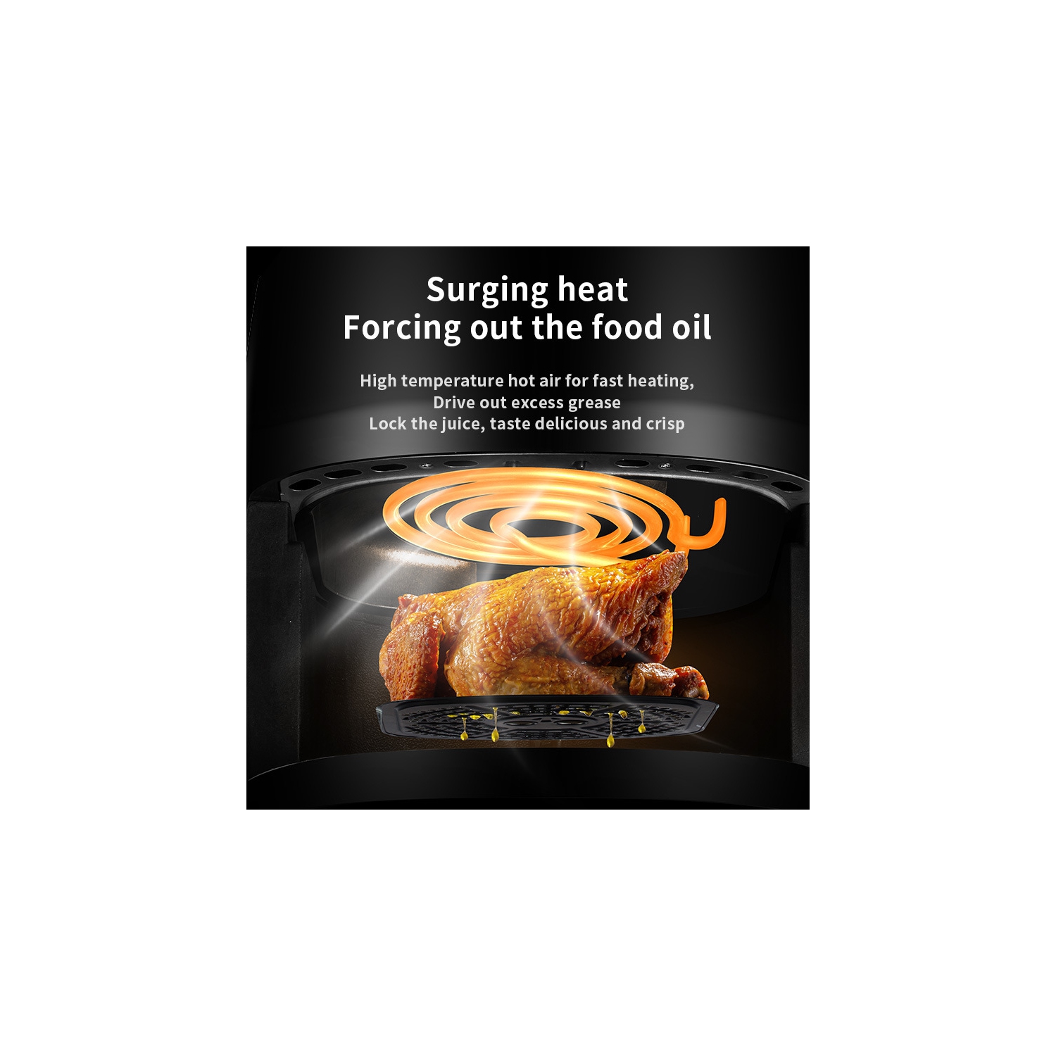 Friteuse à air chaud Smart Touch LCD multifonctionnelle pour la maison de 8 L