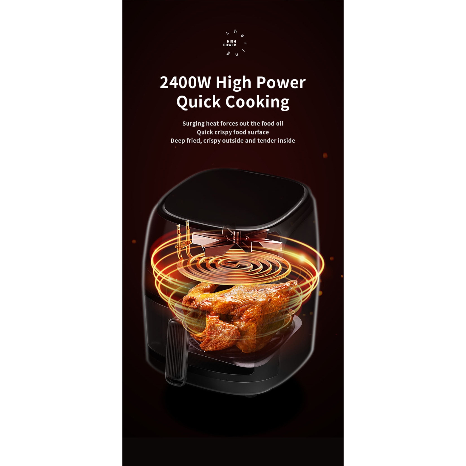 Friteuse à air chaud Smart Touch LCD multifonctionnelle pour la maison de 8 L