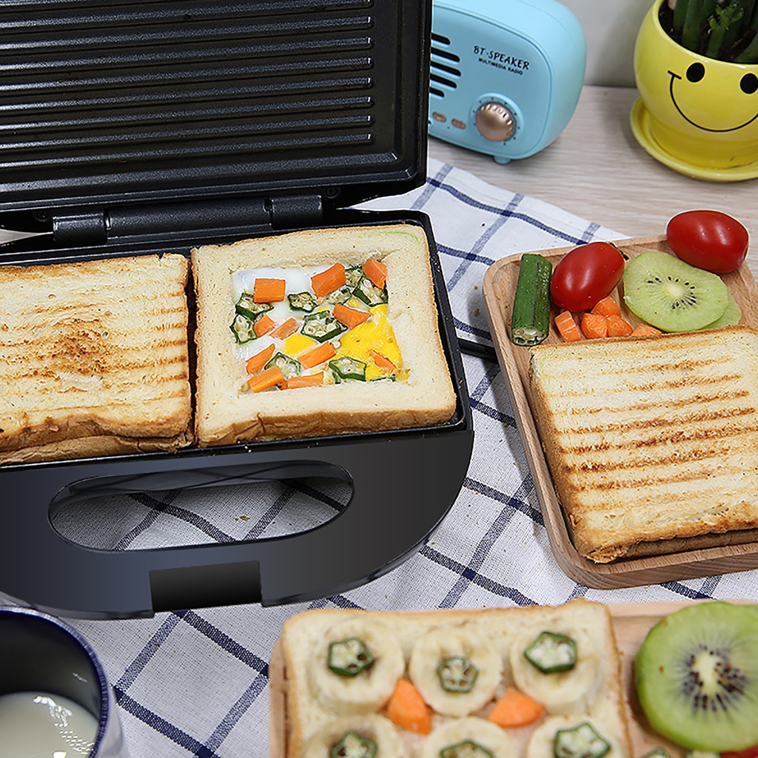 Panini Press Grill,Electric Waffle Maker Cake Oven,Sandwich Maker for Cooking Breakfast