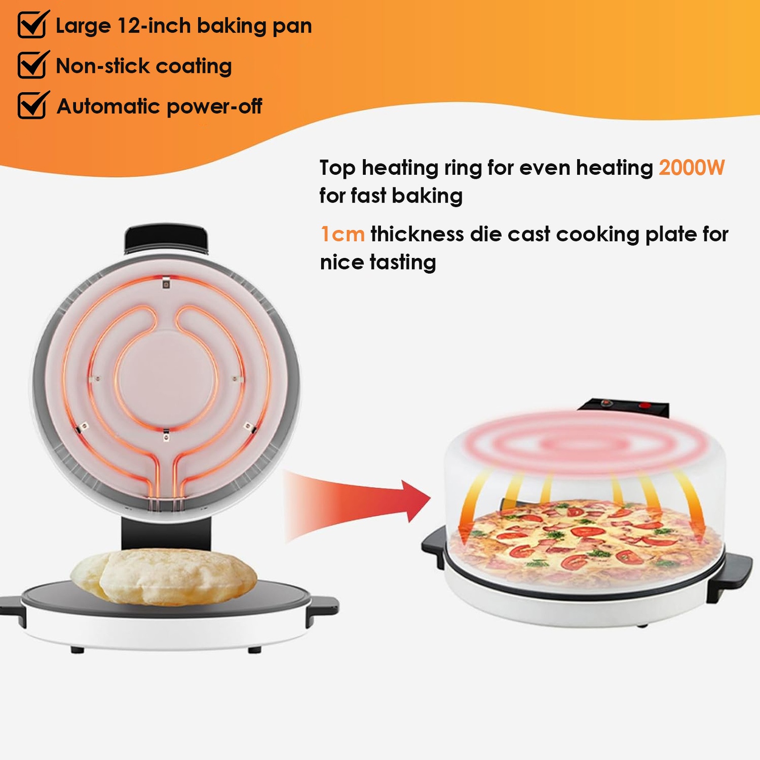 Machine à pizza domestique Machine à steak Grille-pain Plaque à pizza électrique Four Machine à pain 30&nbsp;cm