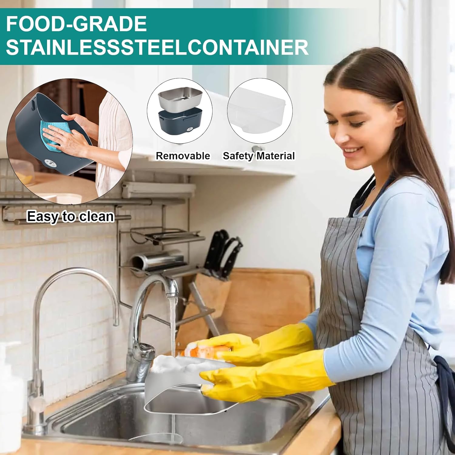 Electric Lunch Box Food Heater,Heated Lunch Box,Portable Food Warmer Box for Car Truck Work with Stainless Steel Container