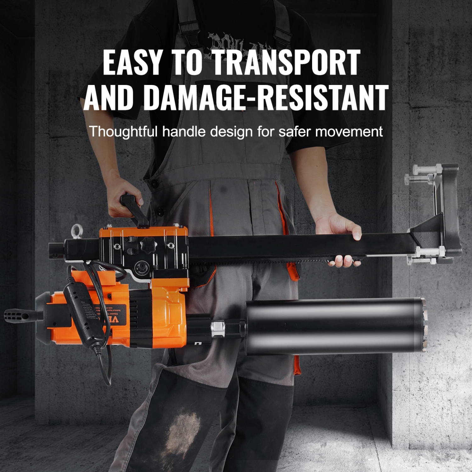 VEVOR Core Drill Machine, 0.8-11.8in Drilling Diameter Diamond Core Drill Rig with Stand and Core Drill Bit, 3500W Rugged Concrete Core Drill, Wet