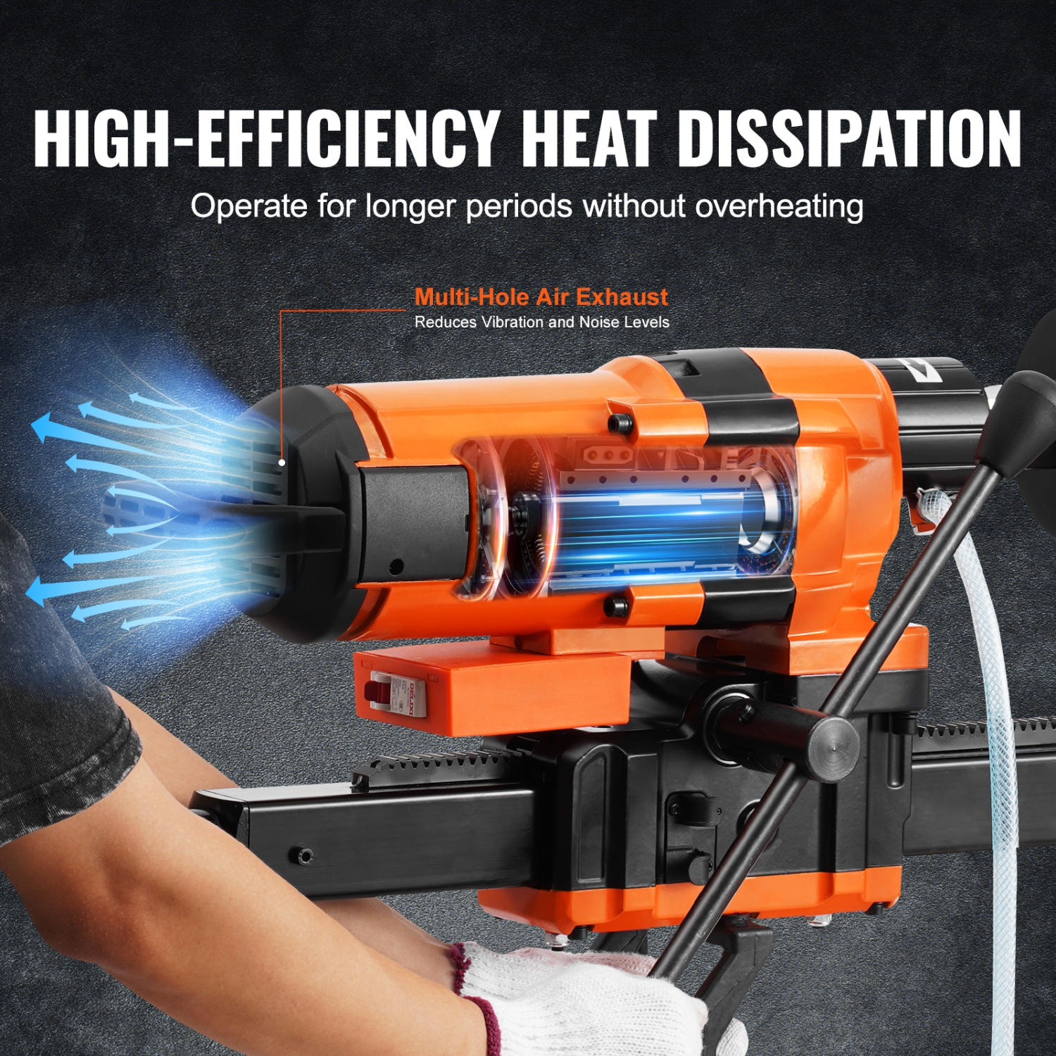 VEVOR Core Drill Machine, 0.8-11.8in Drilling Diameter Diamond Core Drill Rig with Stand and Core Drill Bit, 3500W Rugged Concrete Core Drill, Wet