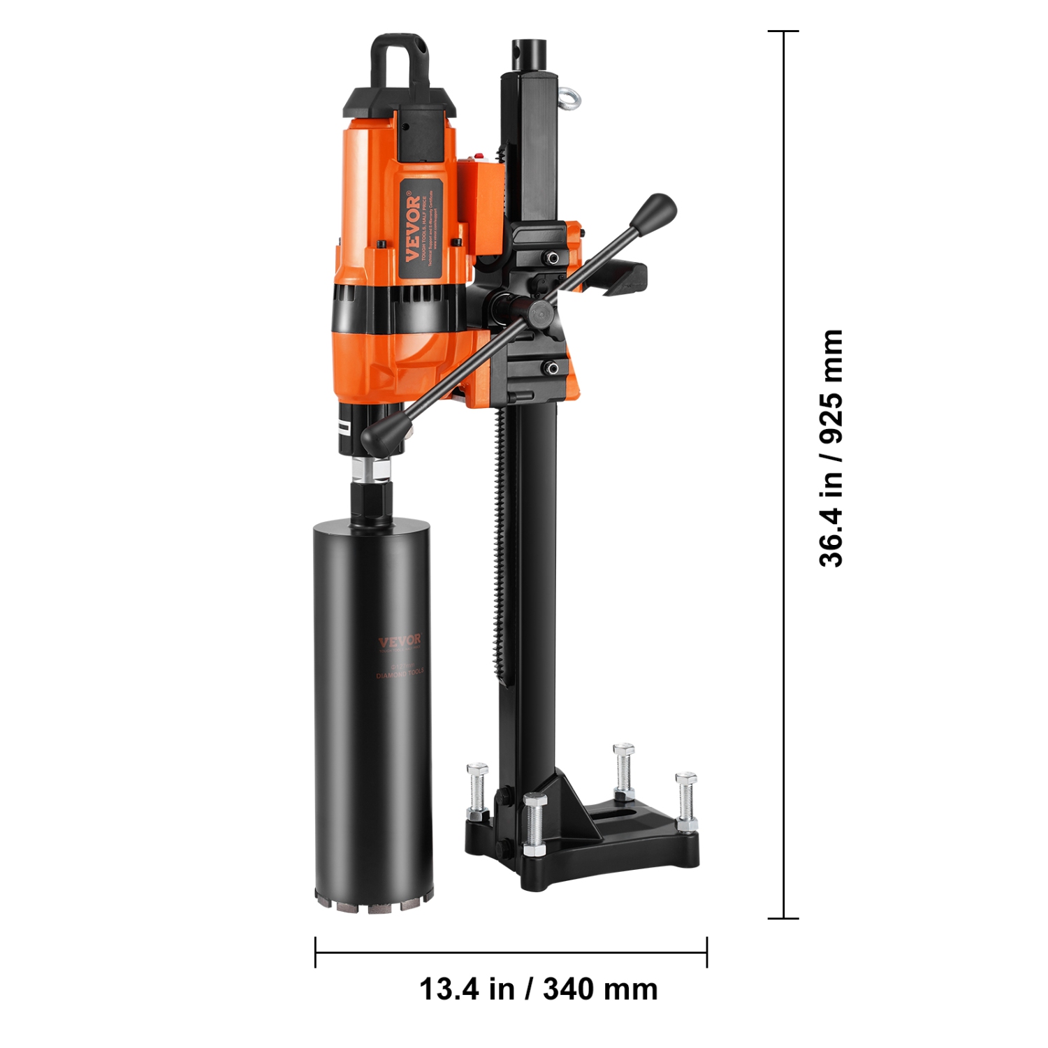 VEVOR Core Drill Machine, 0.8-11.8in Drilling Diameter Diamond Core Drill Rig with Stand and Core Drill Bit, 3500W Rugged Concrete Core Drill, Wet