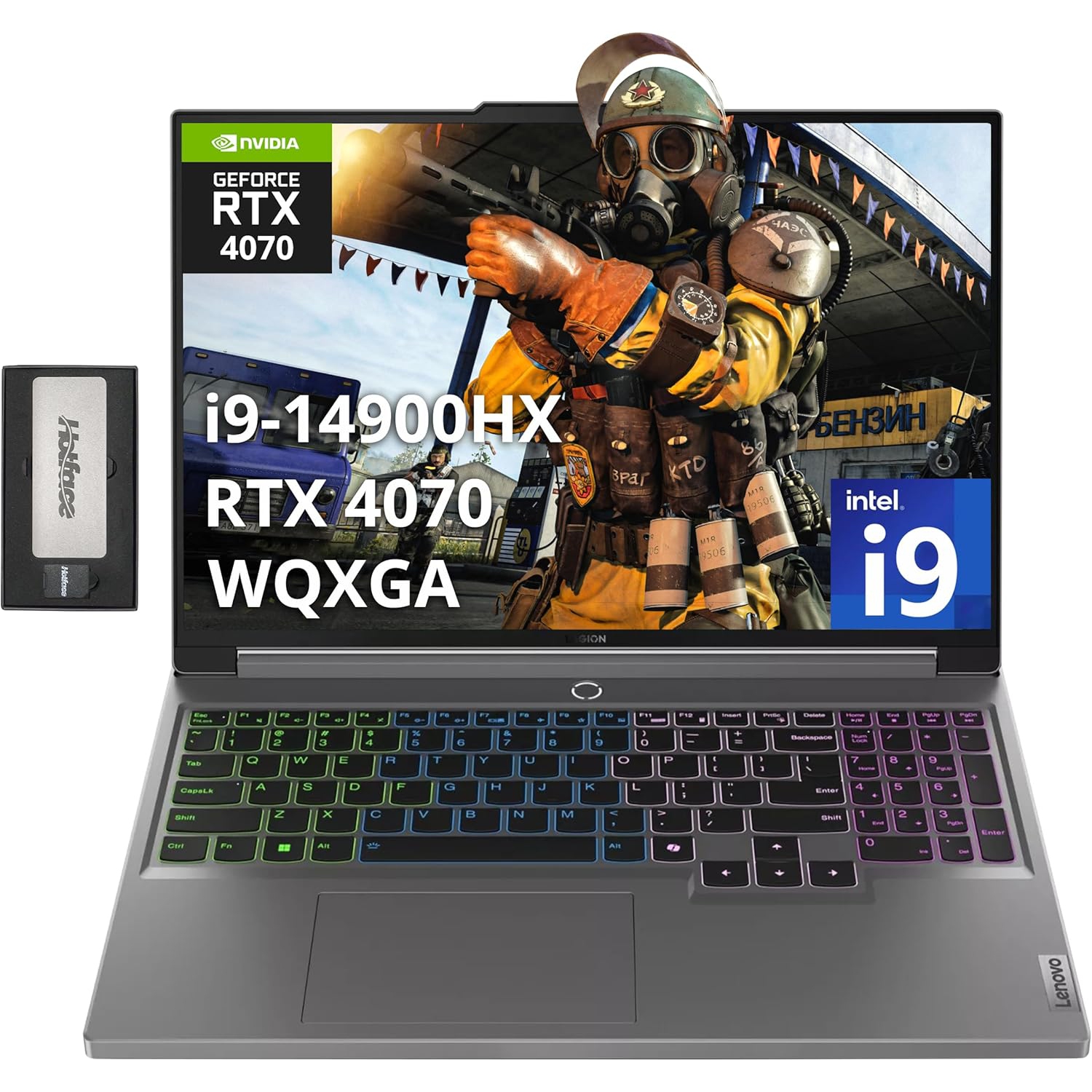 Lenovo Legion 5 16" WQXGA 165Hz Gaming Laptop,Intel i9-14900HX,2TB SSD,64GB DDR5,NVIDIA GeForce RTX 4070 8GB GDDR6,RGB Backlit Keyboard,Win 11 Pro,Gray,256GB Docking Station Set