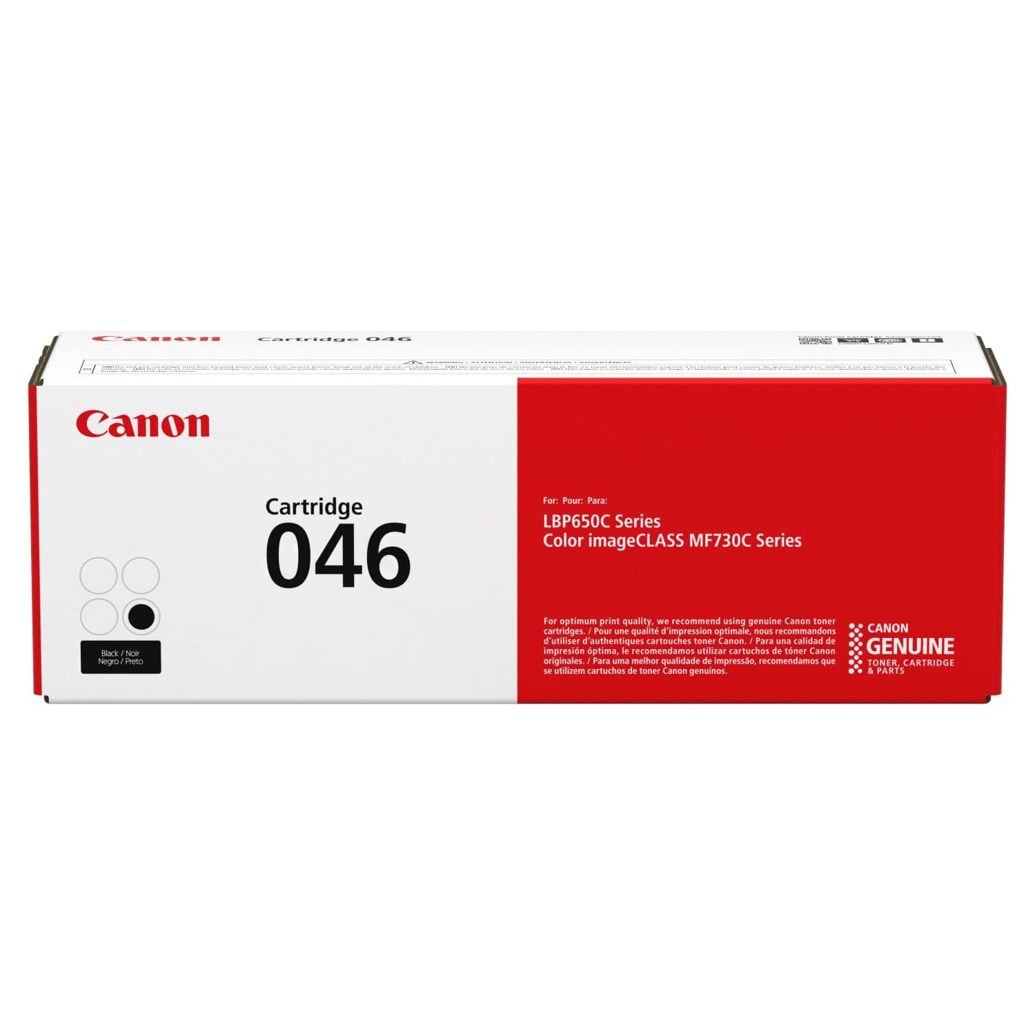 Cartouche d'encre en poudre authentique de Canon, cartouche d'encre noire 046, paquet de 1 imprimantes laser couleur imageCLASS MF735Cdw, MF733Cdw,