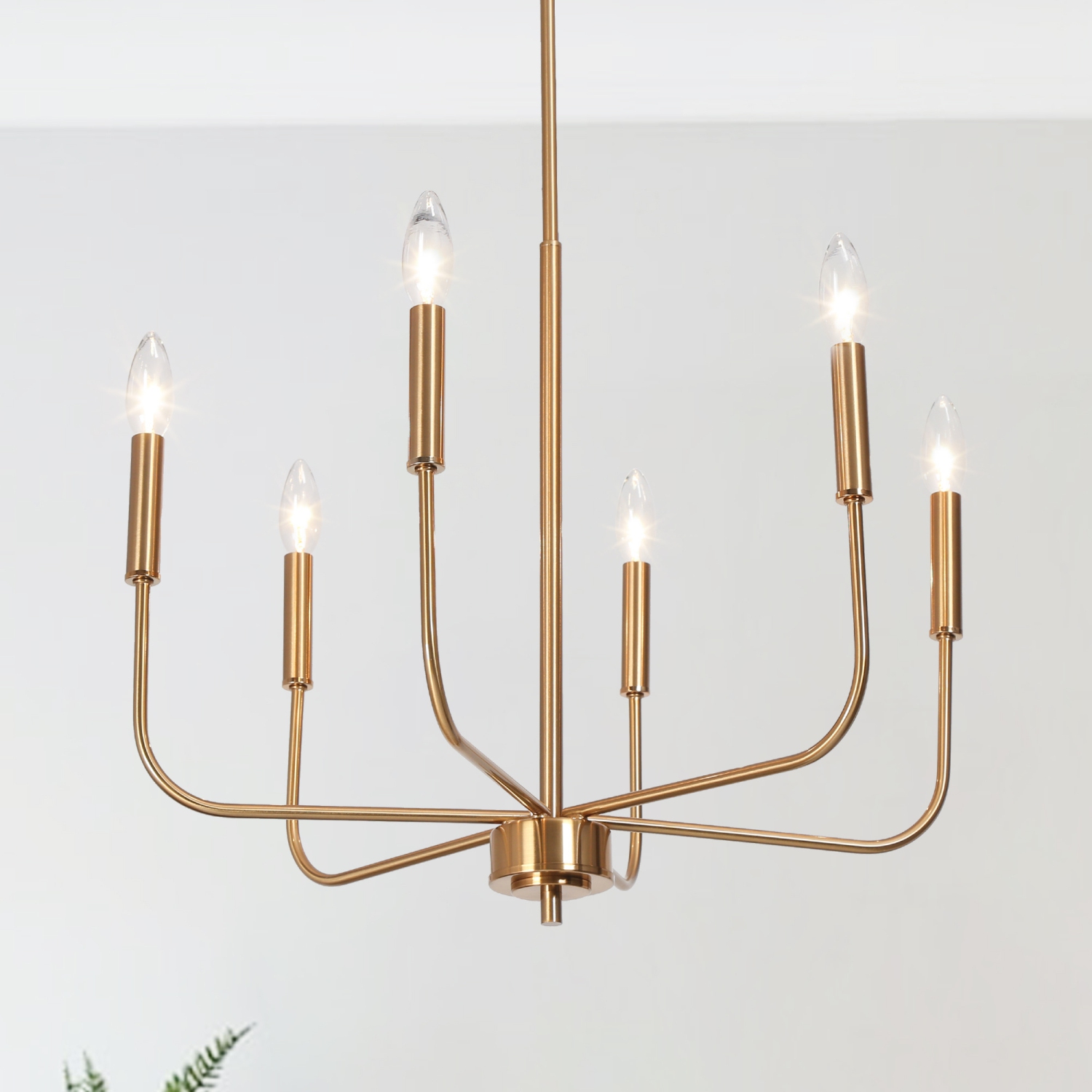 6-Light Electroplated Brass Candlestick Chandelier
