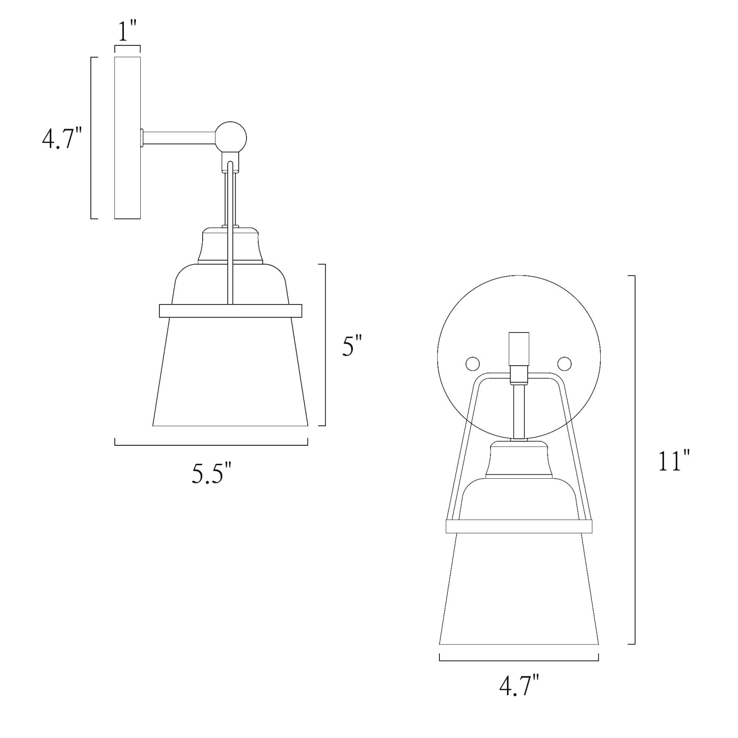 Applique murale de salle de bain moderne à 1 lumière en poudre noire et dorée avec abat-jour en métal