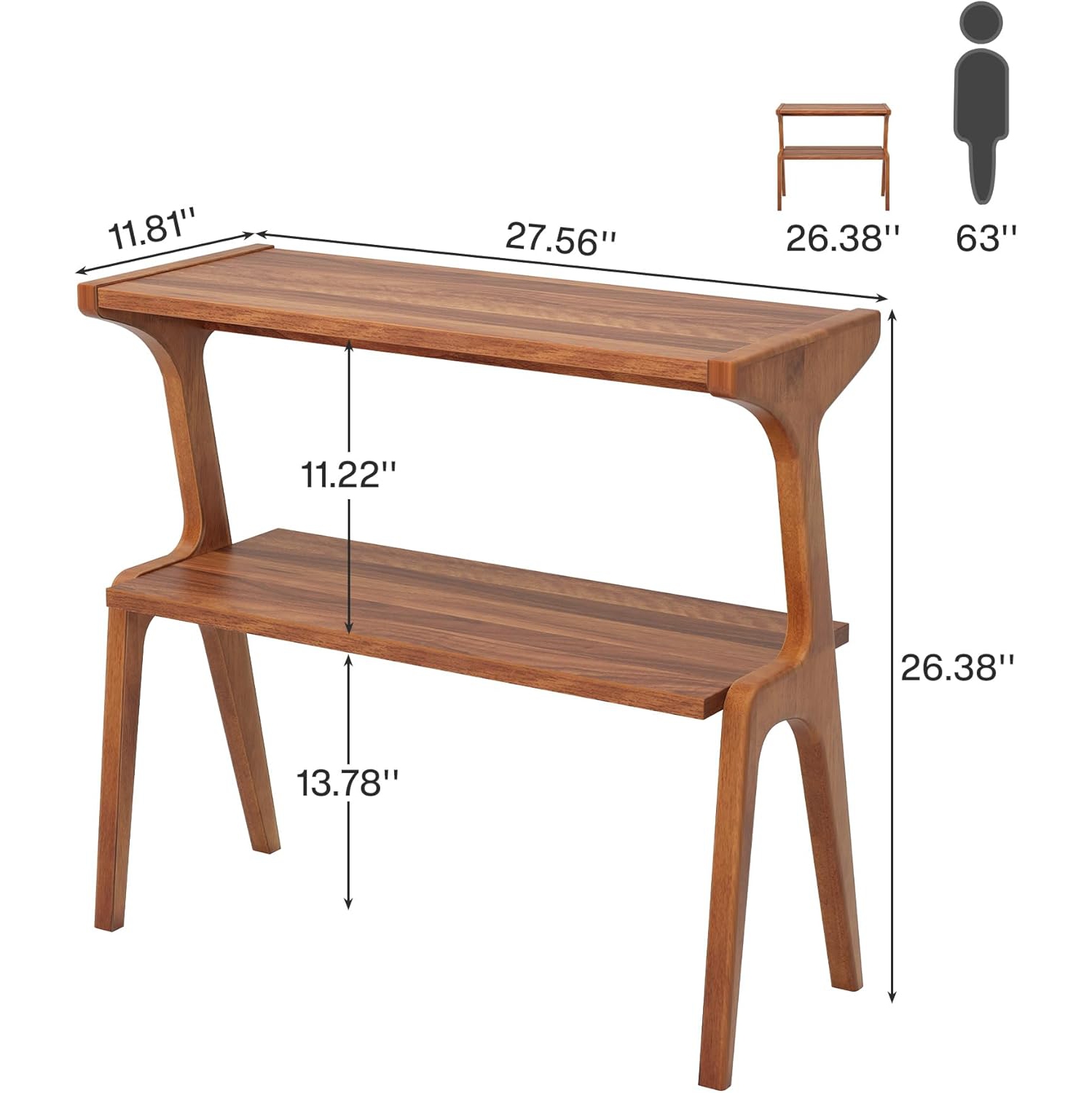 Tribesigns Narrow End Table for Living Room, Farmhouse Slim Sofa Side Table with Storage Shelves