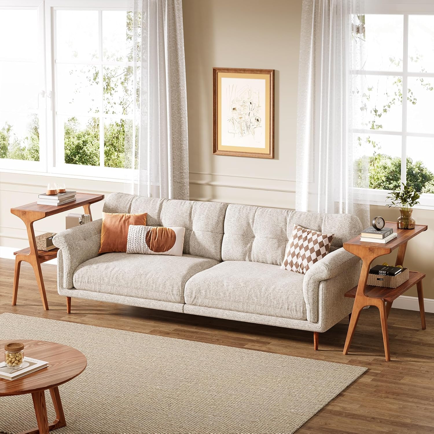 Tribesigns Narrow End Table for Living Room, Farmhouse Slim Sofa Side Table with Storage Shelves