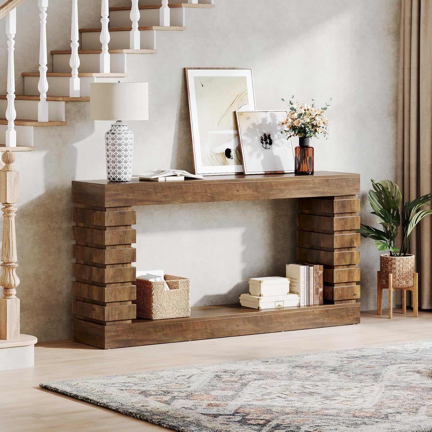 Tribesigns 70.8-Inch Long Console Table, Wood Entryway Table with Storage, Narrow Sofa Table Couch Table