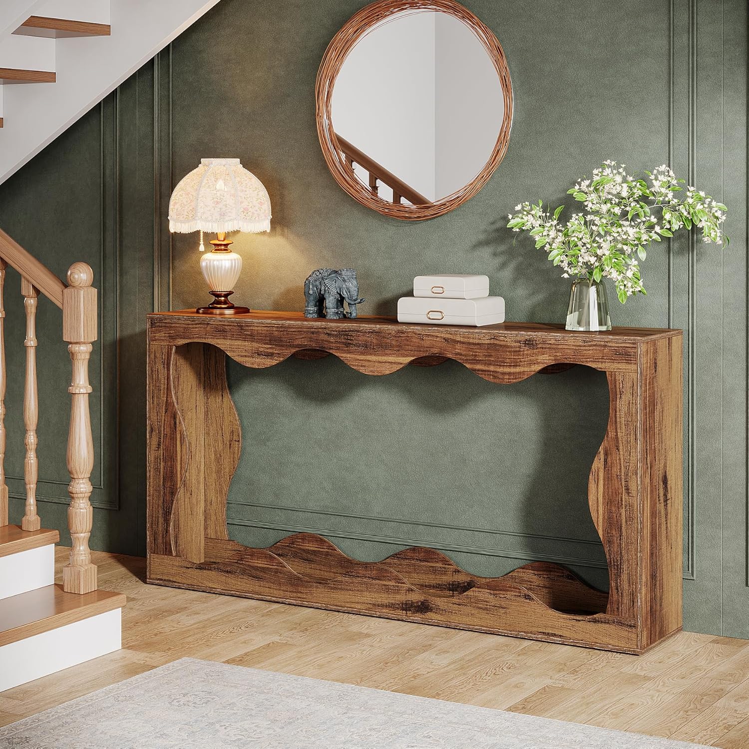 Tribesigns 63 Inches Farmhouse Console Table with Storage,Sofa Console Table