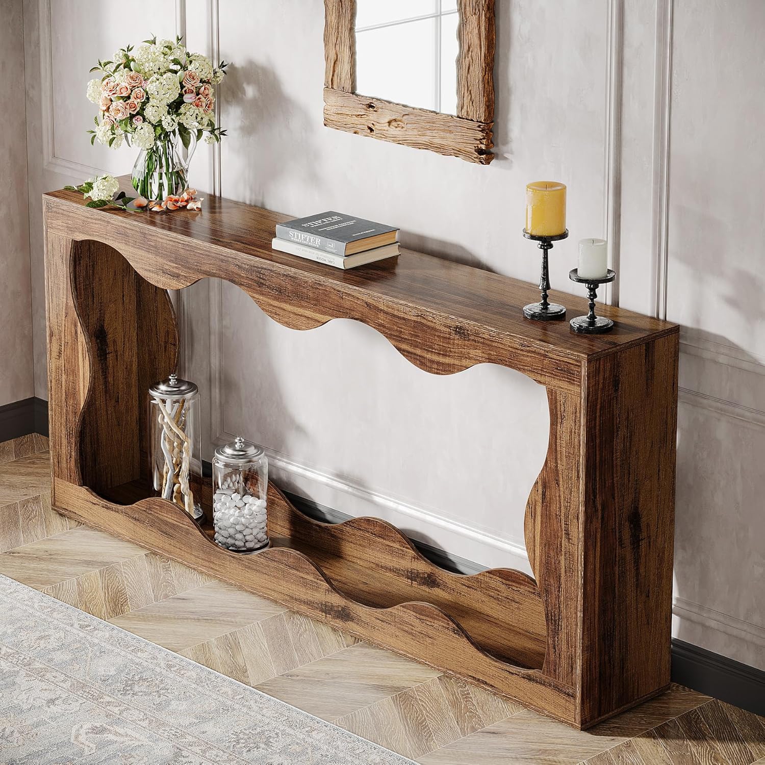 Tribesigns 63 Inches Farmhouse Console Table with Storage,Sofa Console Table
