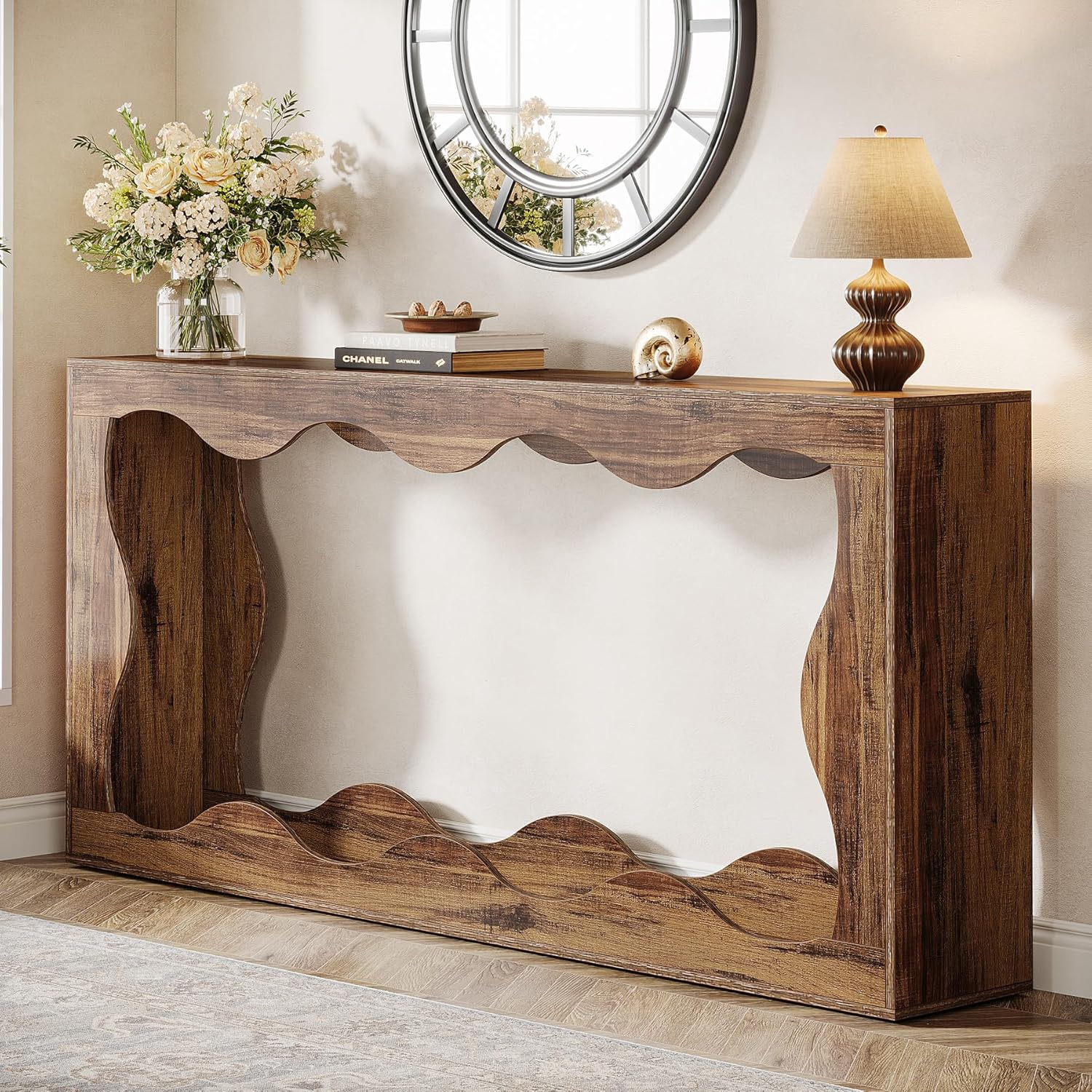 Tribesigns 63 Inches Farmhouse Console Table with Storage,Sofa Console Table