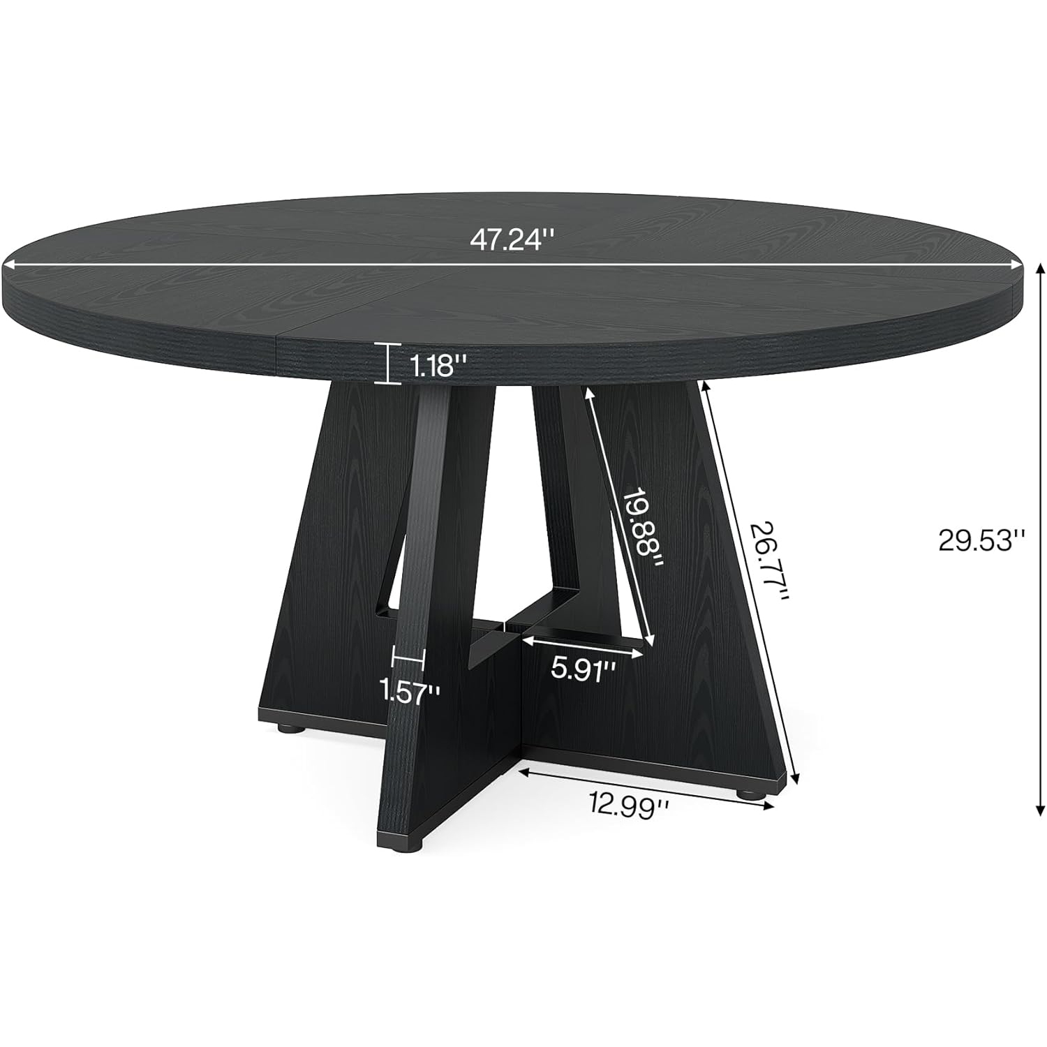 Tribesigns Round Dining Table Wood Kitchen Table for Dining Room, 47 in Dinning Room Tables for 4 Man
