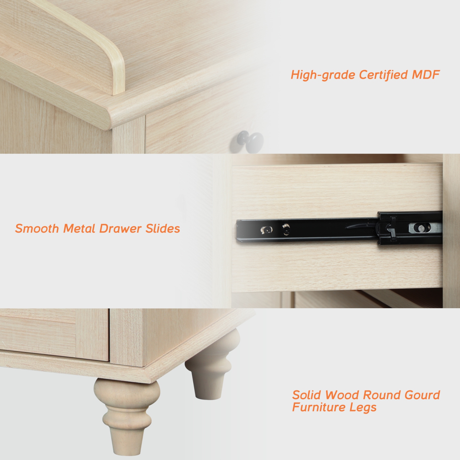 WAMPAT Beige Baby Dresser with 6 Drawers for Kids Room, Kids Dresser Wooden Double Dresser for Bedroom, Chest of Drawers Storage Dresser Organizer