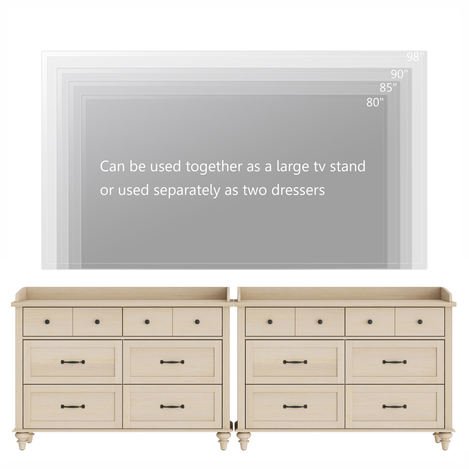 WAMPAT Set of 2 Kids Dresser with 12 Drawers, 2-in-1 Baby Dresser for Bedroom & Kids Room, Rustic Chests & Dressers Wooden Closet Organizer for