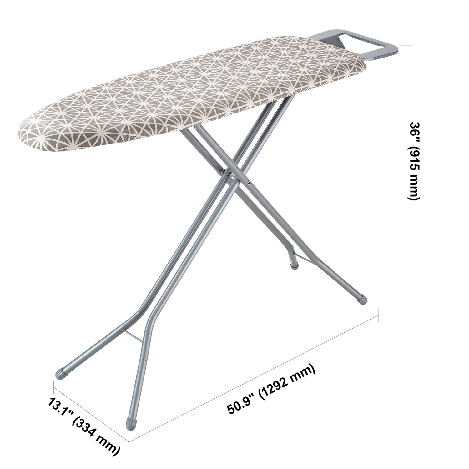VEVOR 51 x 13 Ironing Board with Large Ironing Surface, Thickened 4 Layers Iron Board with Heat Resistant Cover and 100% Cotton Cover, 7 Adjustable