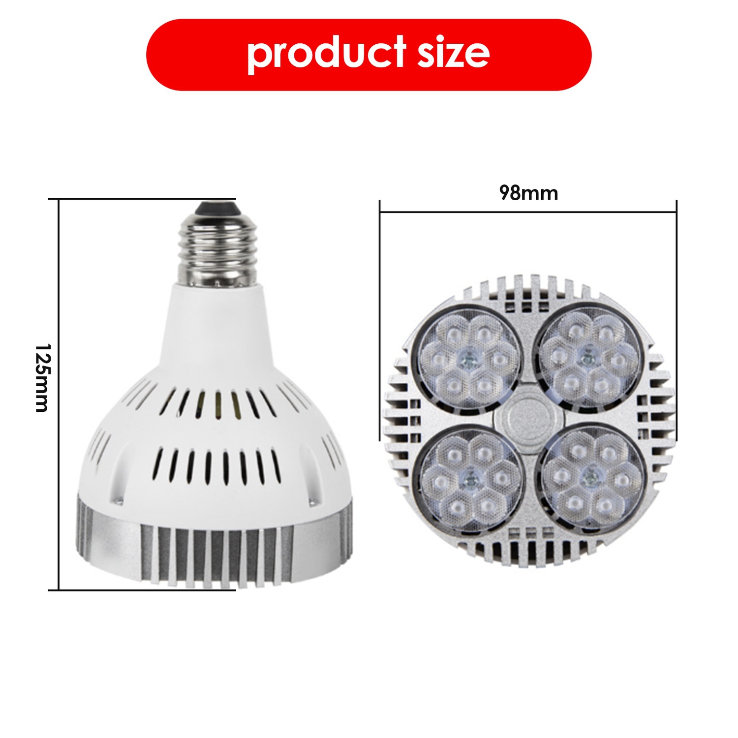 Lampe de thérapie à lumière rouge 48 W 24 LED Appareil de chauffage d'ampoule de thérapie à lumière rouge profonde, 670 nanomètres rouges et