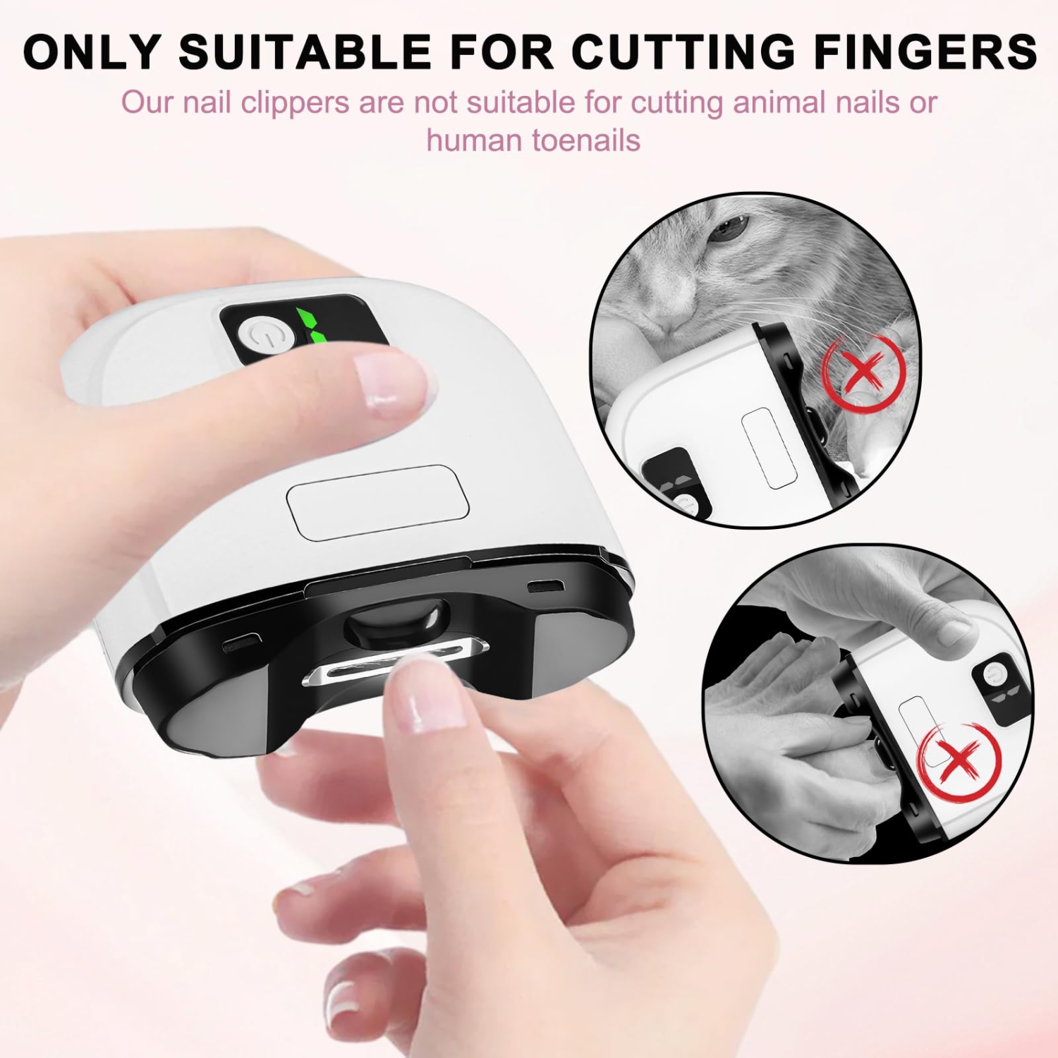 Coupe-ongles électrique, coupe-ongles automatique réglable à 3 vitesses, coupe-ongles avec voyants DEL, coupe-ongles électrique rechargeable par USB