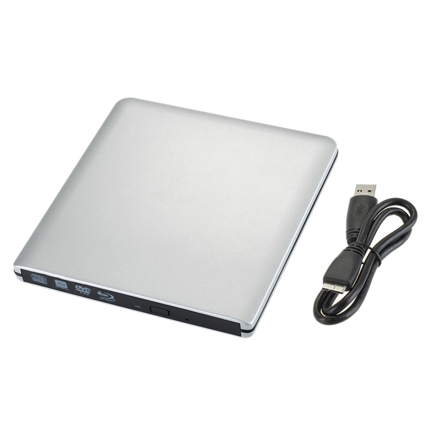 Graveur externe externe ultra-mince USB 3,0 DVD BD Genuine Burner argenté