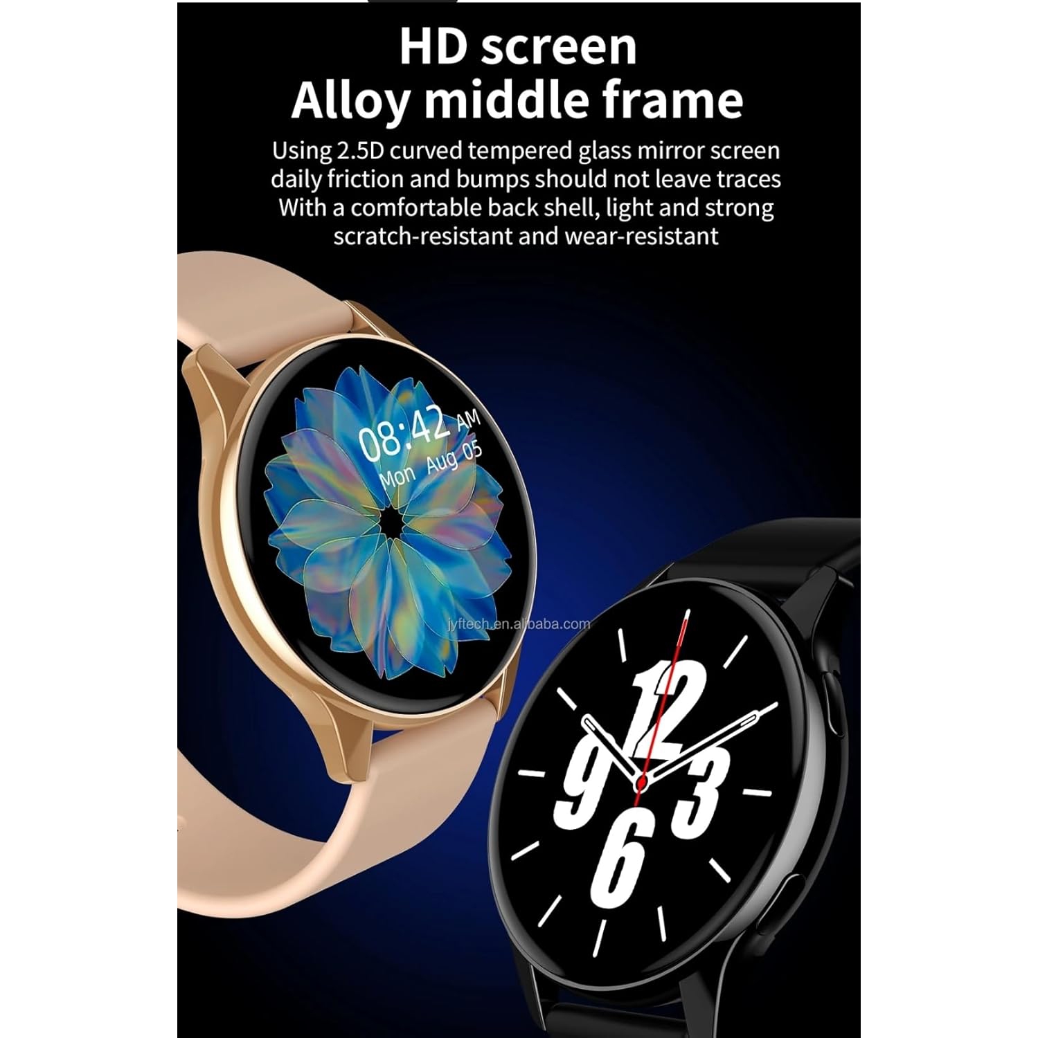 T2pro Smartwatch Bluetooth, Sports Tracker, Life Waterproof, Round Large Screen,4-15 Days Battery Life, Works with Apple & Android Phones(Black)