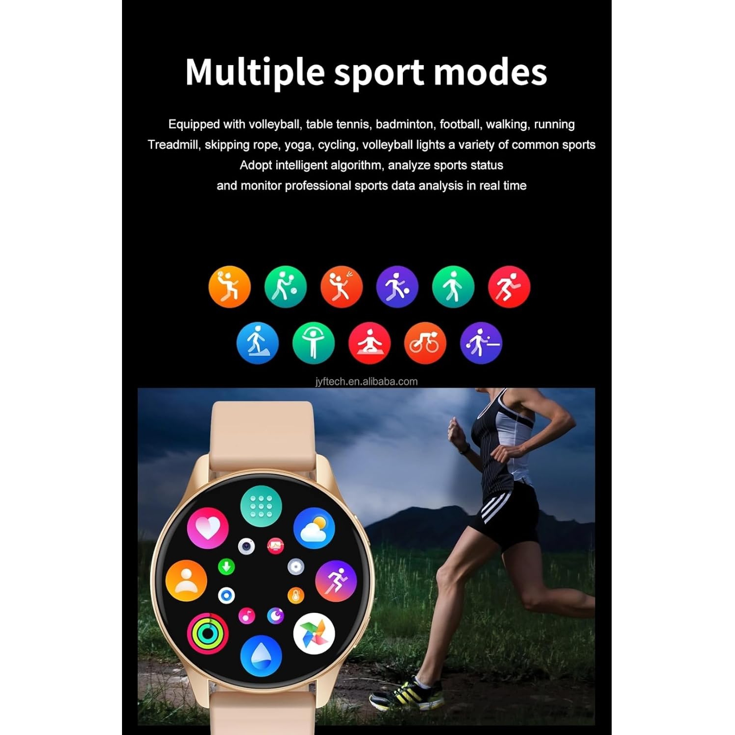 T2pro Smartwatch Bluetooth, Sports Tracker, Life Waterproof, Round Large Screen,4-15 Days Battery Life, Works with Apple & Android Phones(Black)