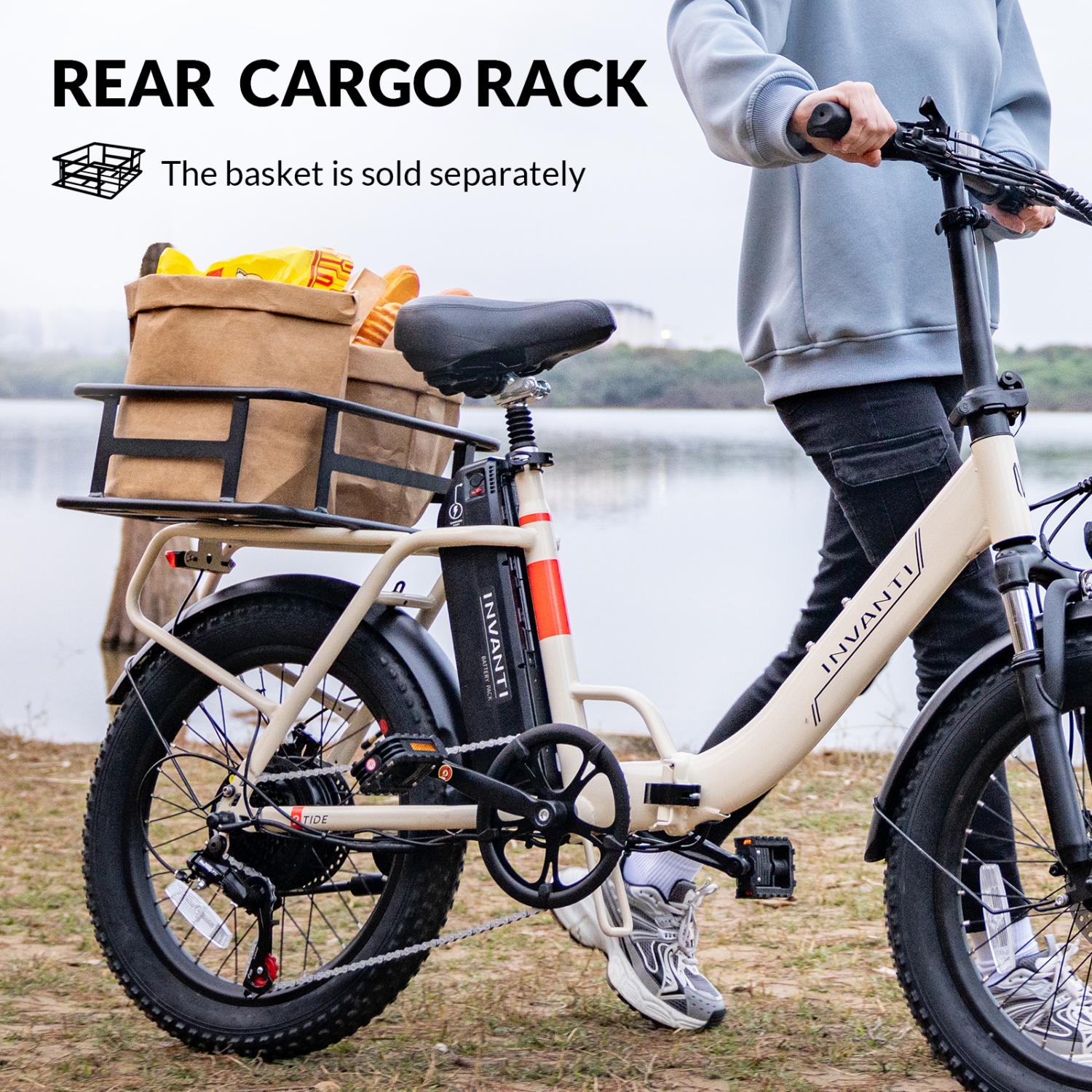 INVANTI BB11 Foldable Fat Tire Electric Bike for Adults - 72KM Long Range, 900W Peak Motor | All-Terrain Front Suspension & 7-Speed | Commuting &