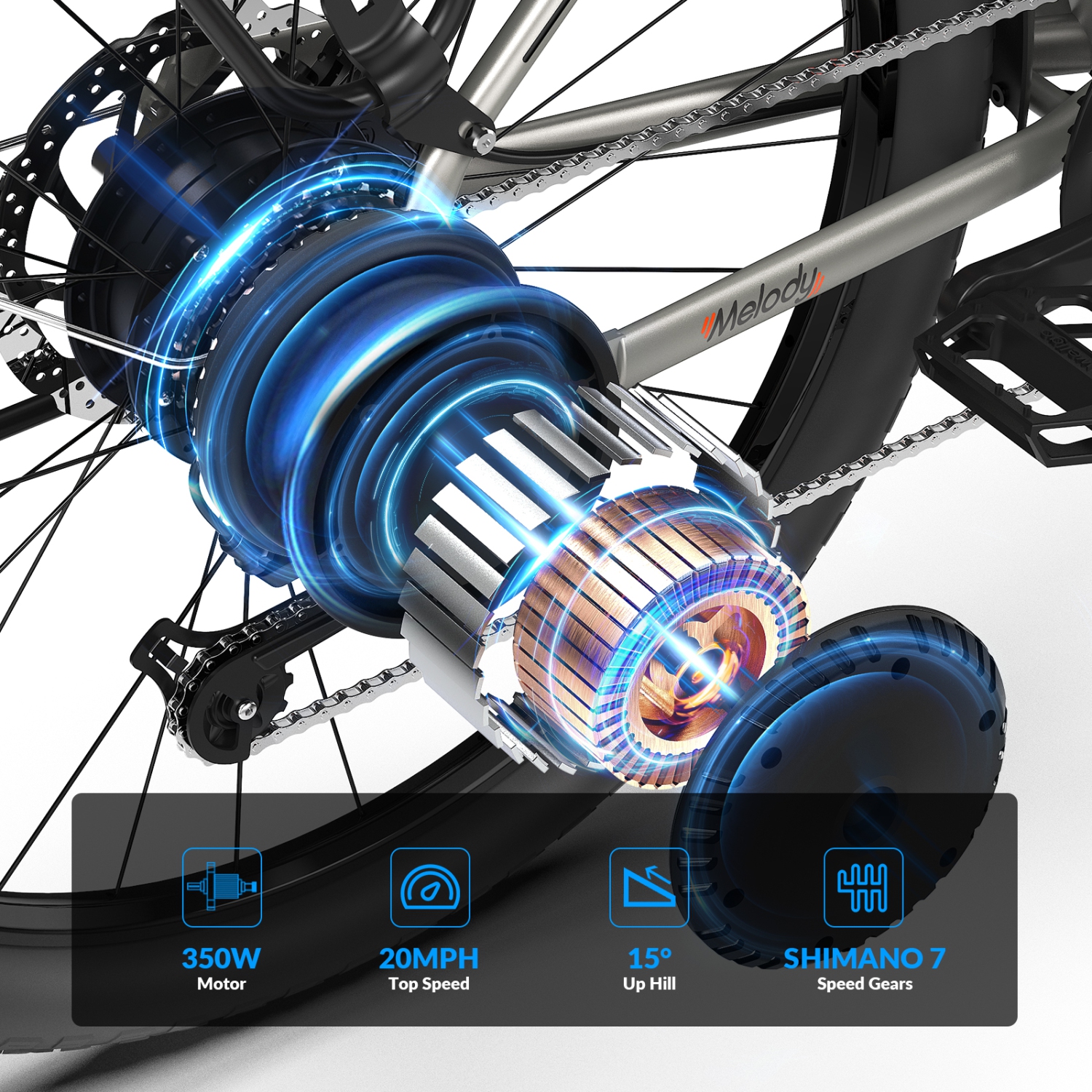 5TH WHEEL Electric Bike for Adult with 350W Motor, 26" EBike with 36V 10.4Ah Removable Battery Ebike, Electric Bicycle with 7 Speed