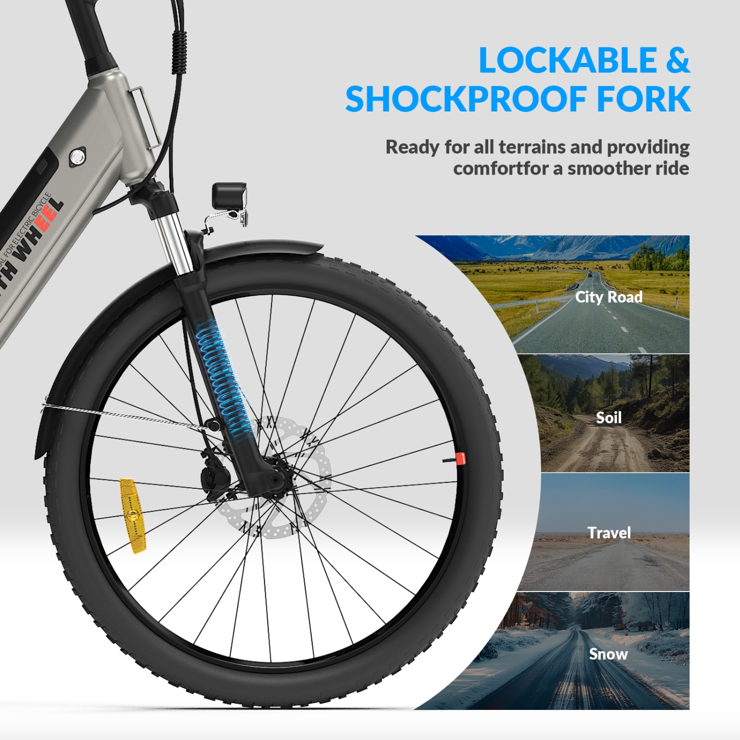 5TH WHEEL Electric Bike for Adult with 350W Motor, 26" EBike with 36V 10.4Ah Removable Battery Ebike, Electric Bicycle with 7 Speed