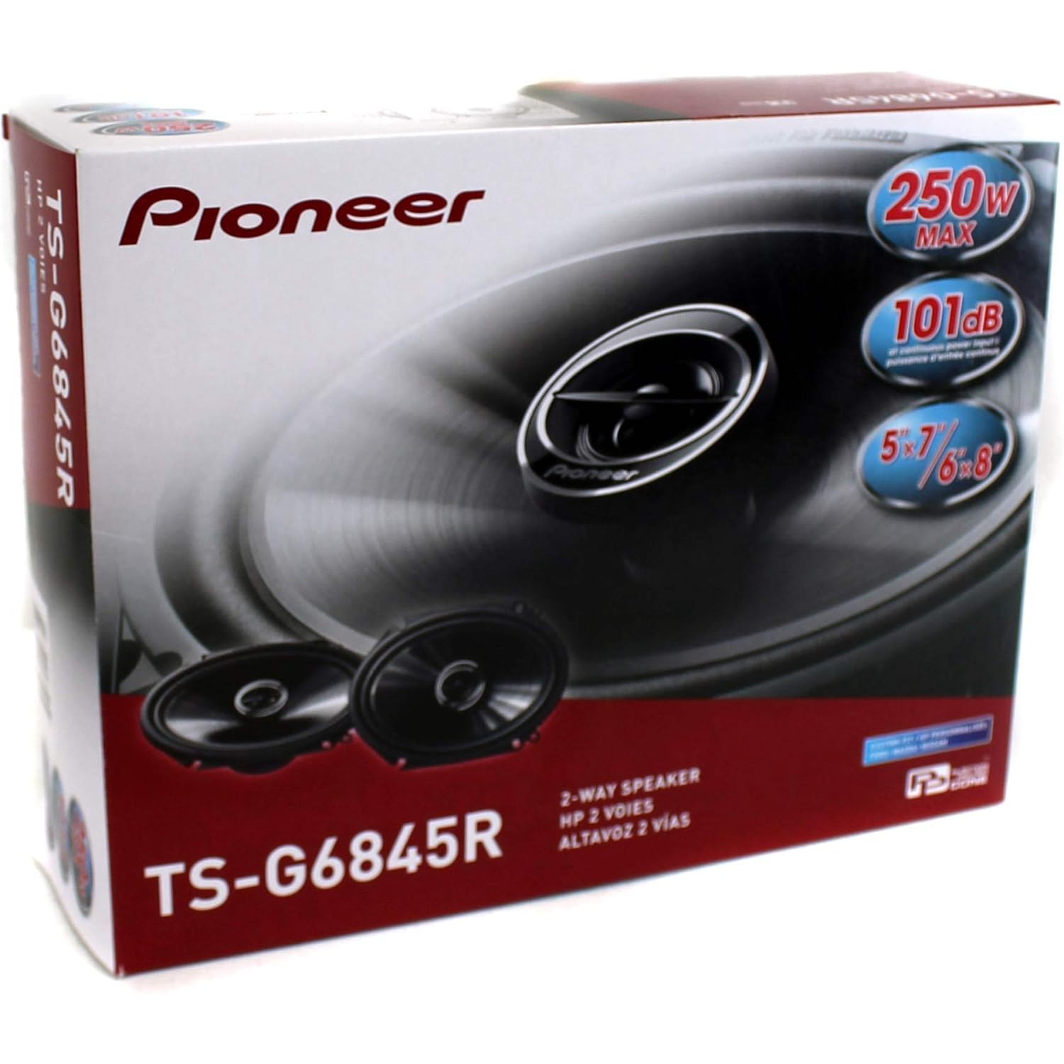 Haut-parleurs 250&nbsp;W à 2 voies de 8&nbsp;po pour l'auto TSG6845R 6 X DE PIONEER - Boîte ouverte