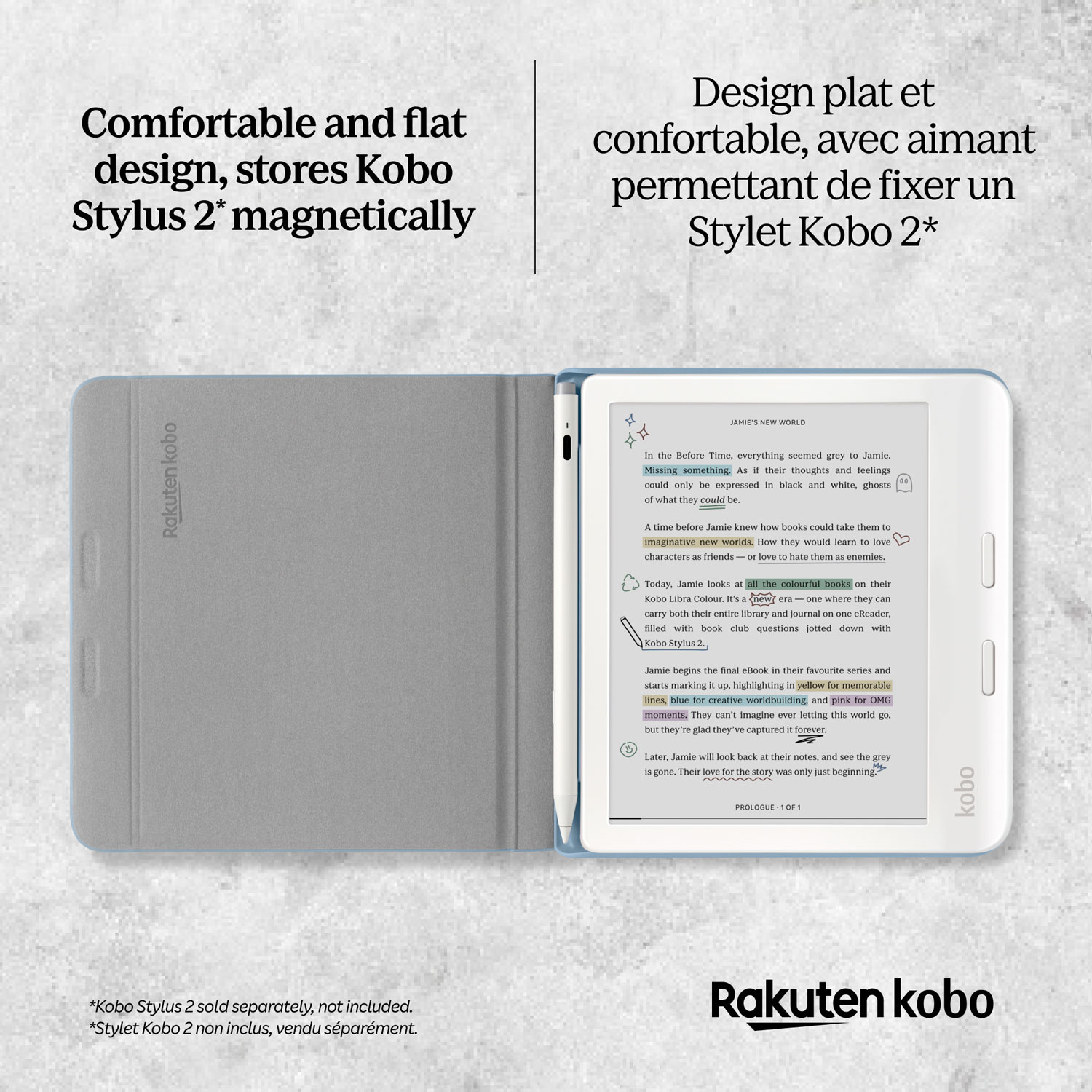 Étui Stylus pour Libra Colour de Kobo - Bleu crépuscule