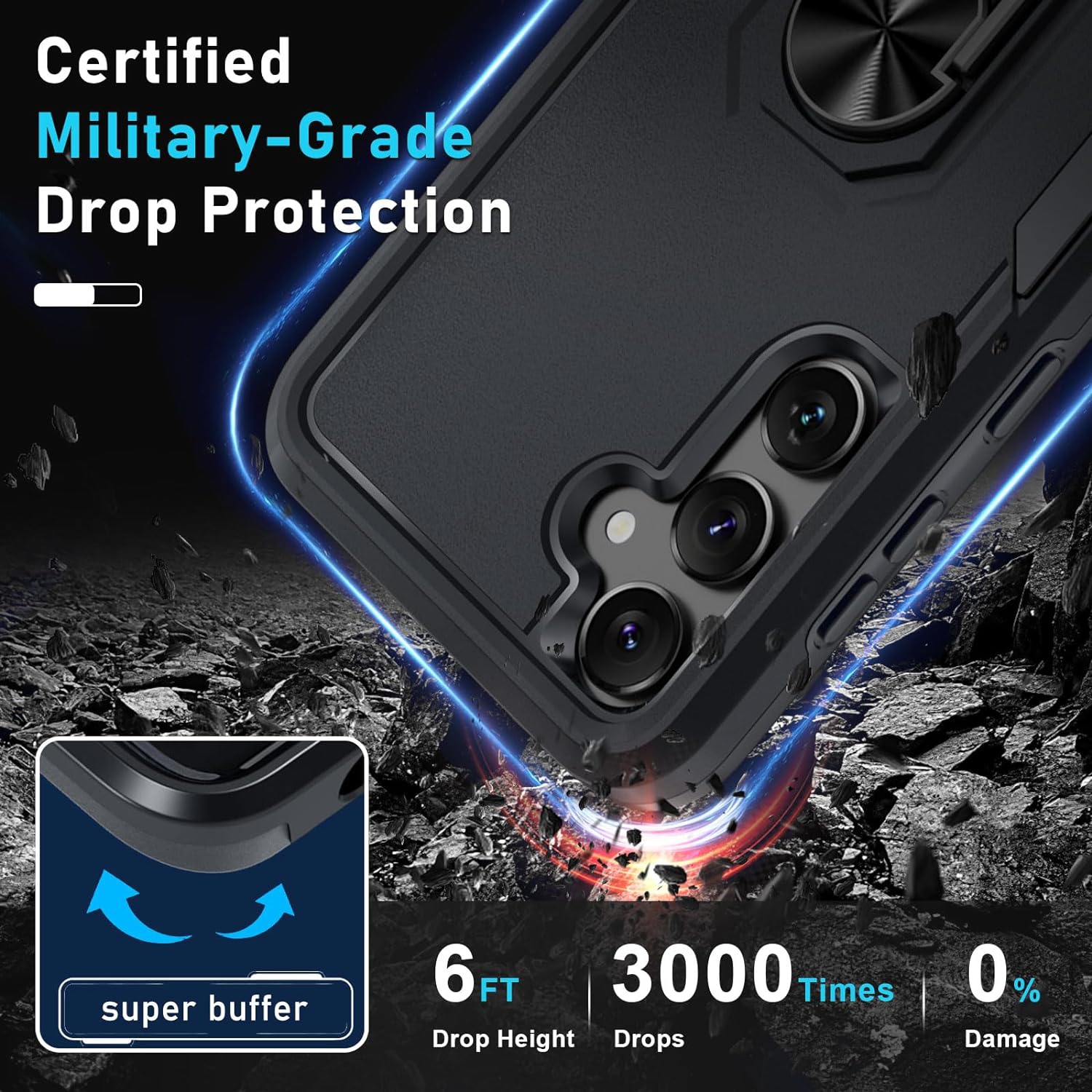 [CS] Étui magnétique robuste avec béquille rigide résistant aux chocs et support à anneau pour Samsung Galaxy A36/A56, violet