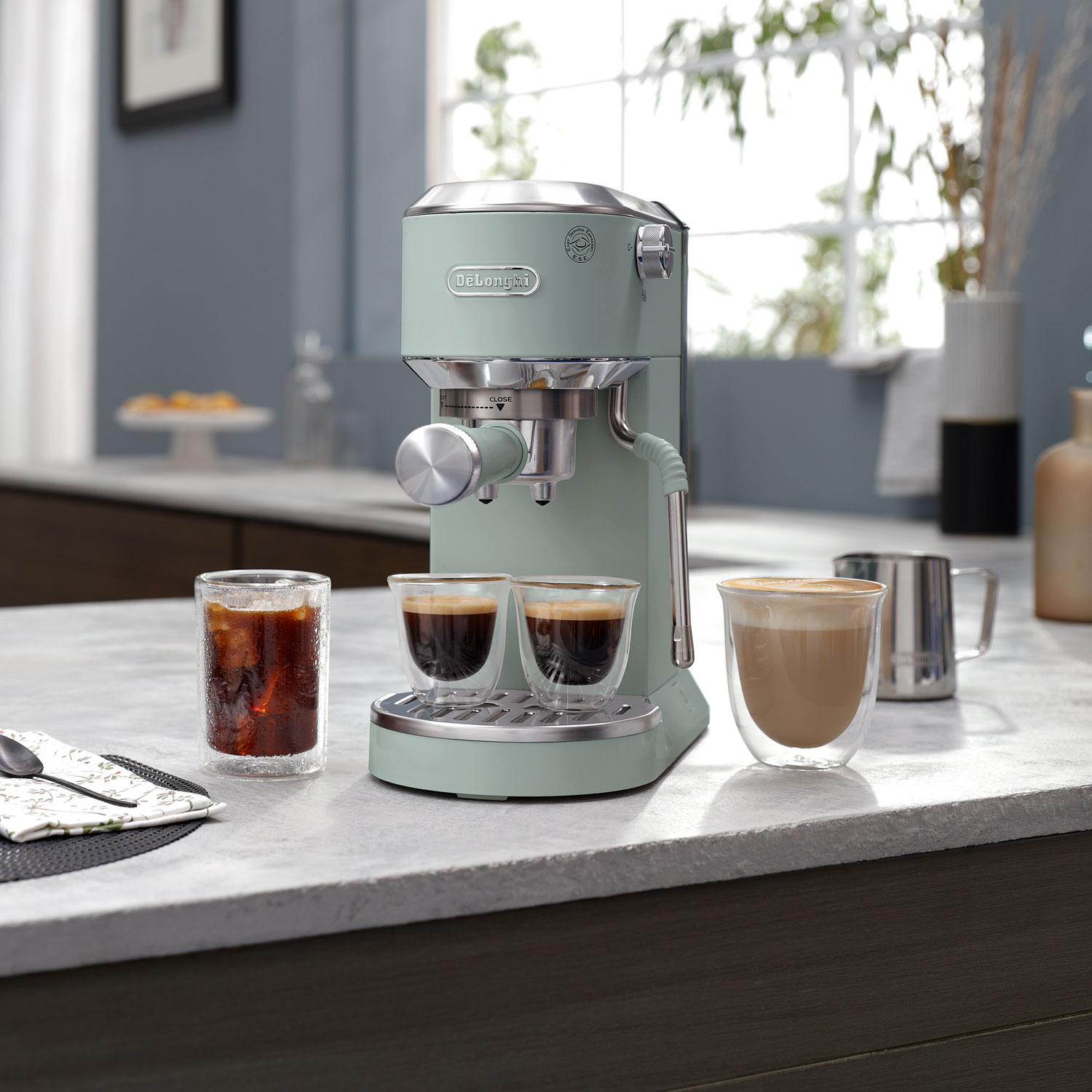 De'Longhi Dedica Duo Manual Espresso Machine - Green