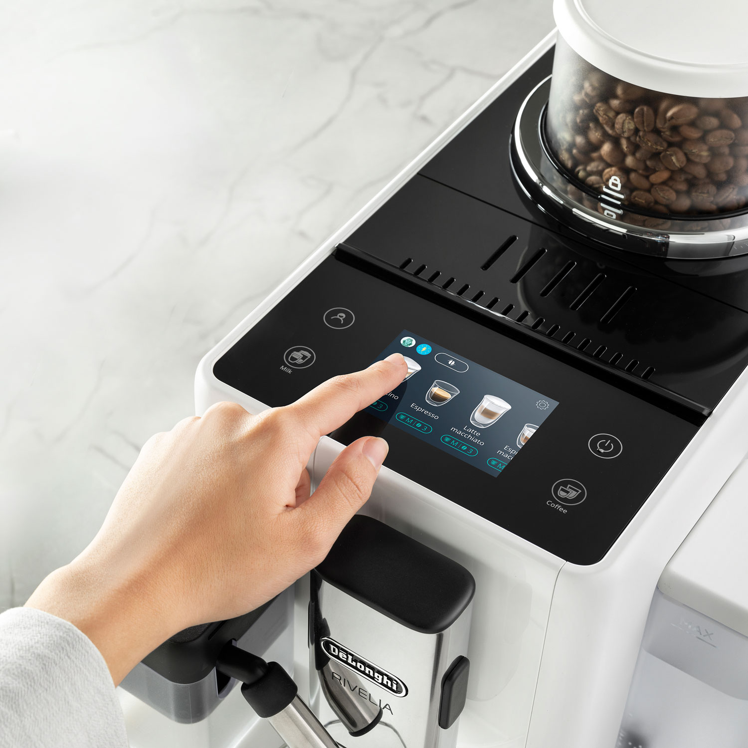 Machine à espresso automatique Rivelia de De'Longhi - Blanc - Partenaire de détail exclusif