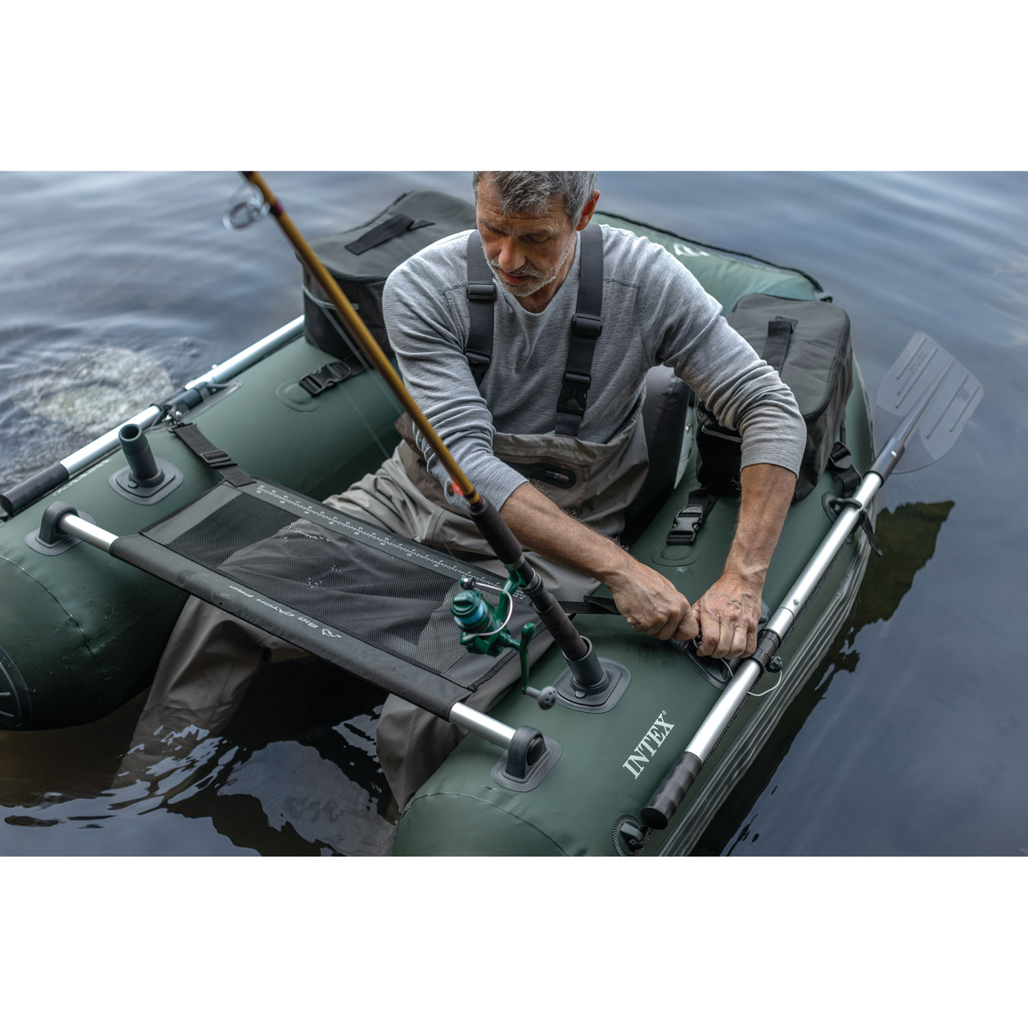 Intex Big Catch1-Person Fishing Inflatable Tube with Oars
