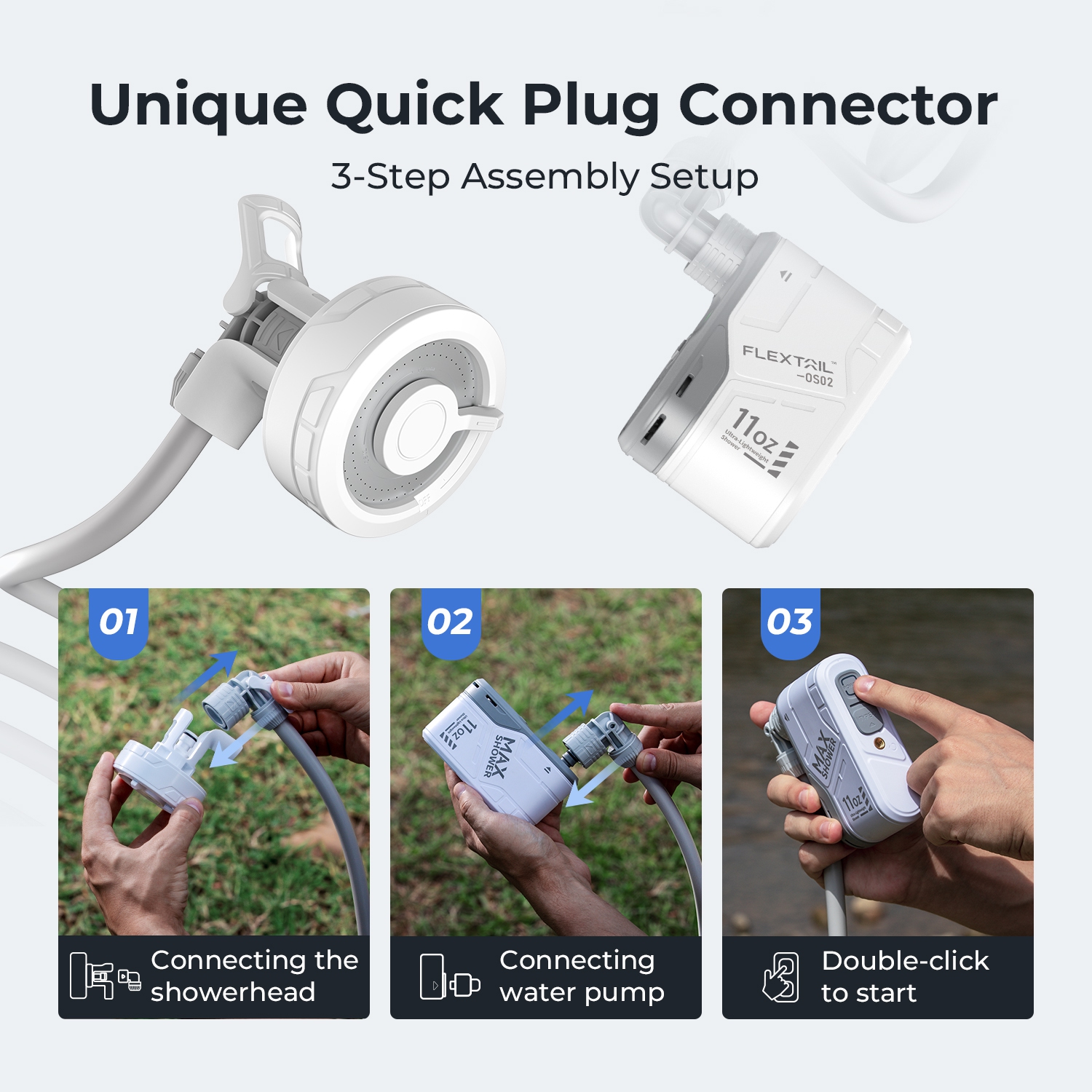 MAX Shower - Portable Shower for Camping, Rechargeable Outdoor Camping Shower, Portable Shower Pump for Hiking, Car wash, Pet Cleaning, Beach Vaca