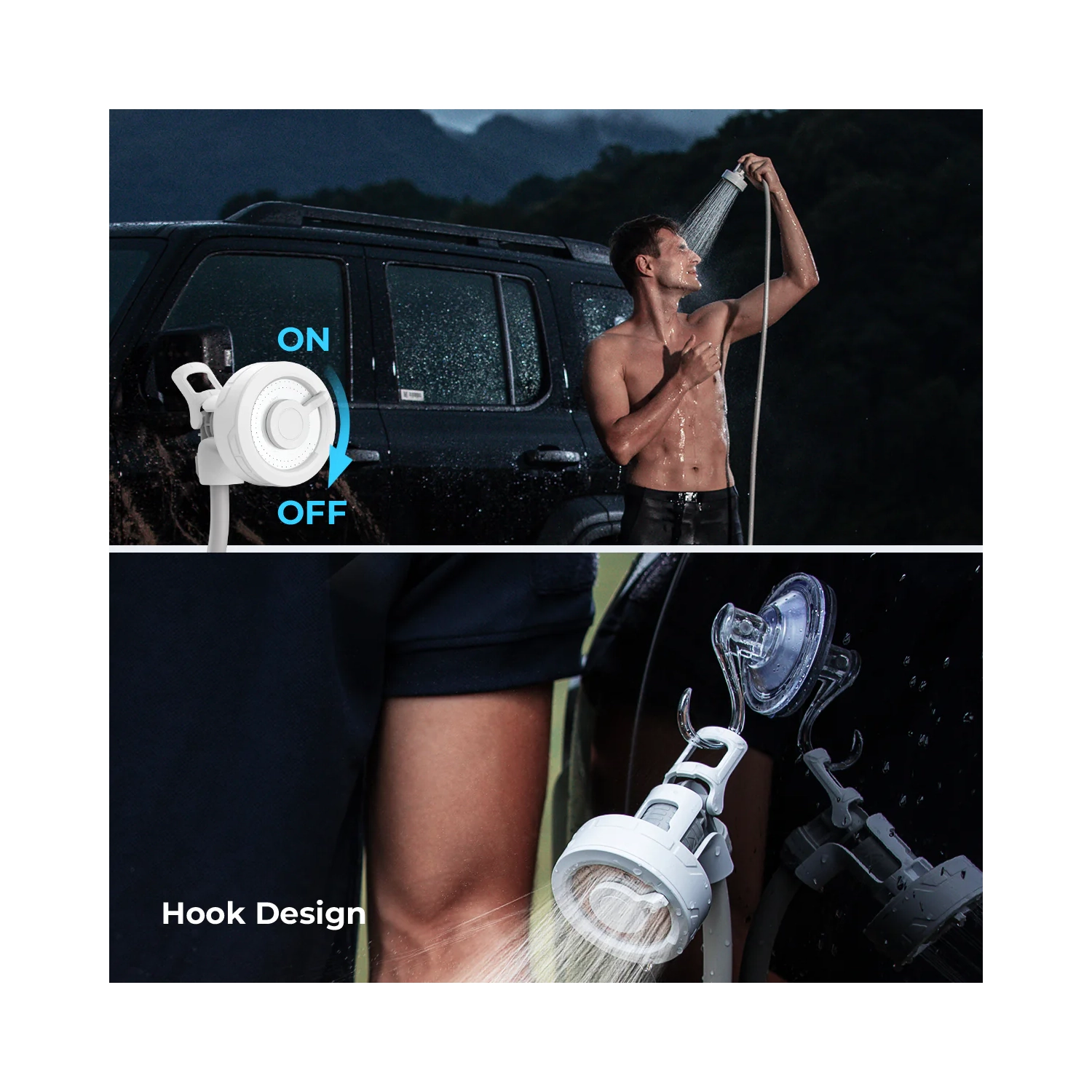 MAX Shower - Portable Shower for Camping, Rechargeable Outdoor Camping Shower, Portable Shower Pump for Hiking, Car wash, Pet Cleaning, Beach Vaca