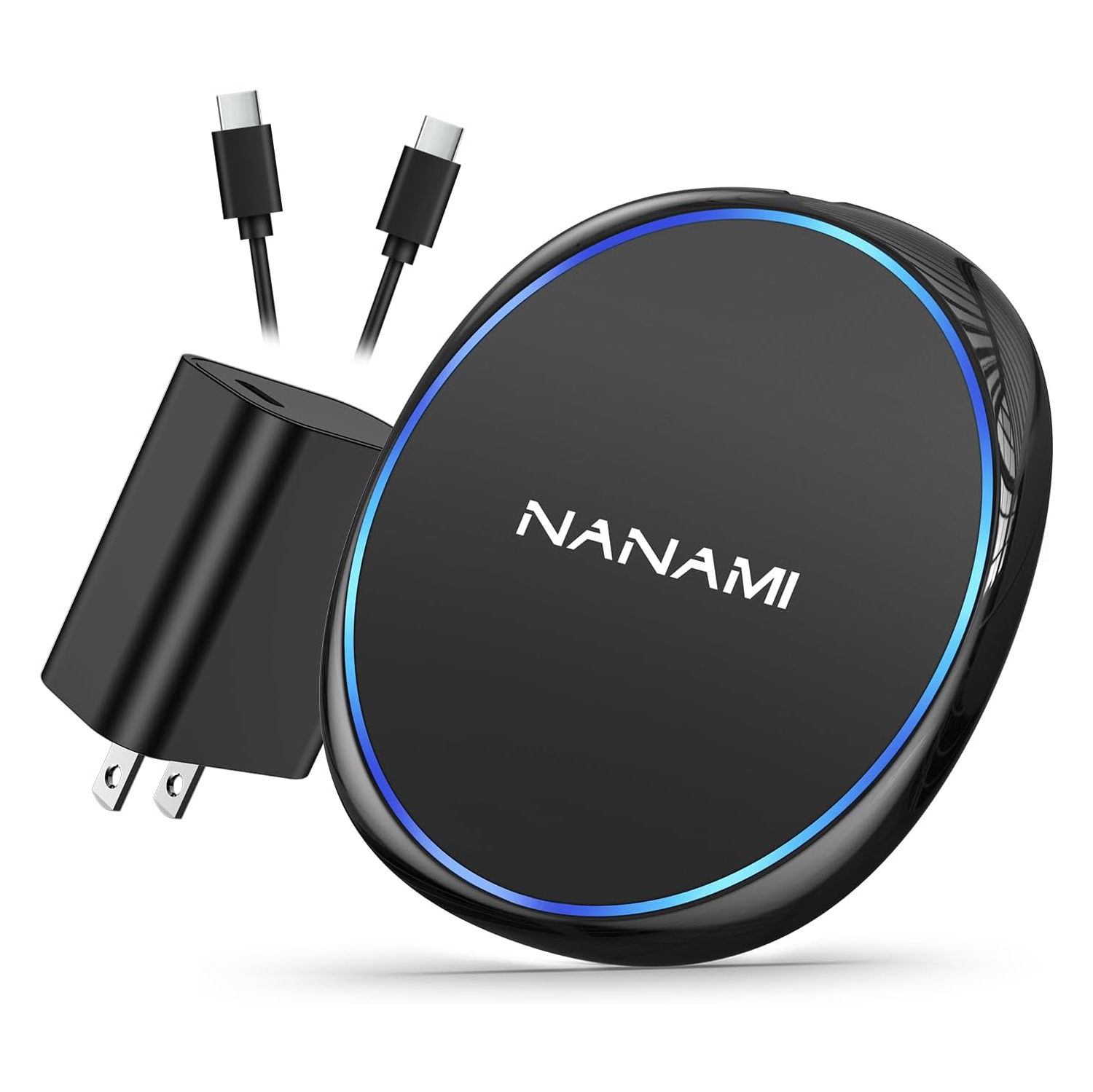 NANAMI 10W Fast Wireless Charger, Qi Charging Pad with Adapter for iPhone 16/15 Pro Max/14 Plus/13/12 Mini/11/XS/XR/X/8, Black