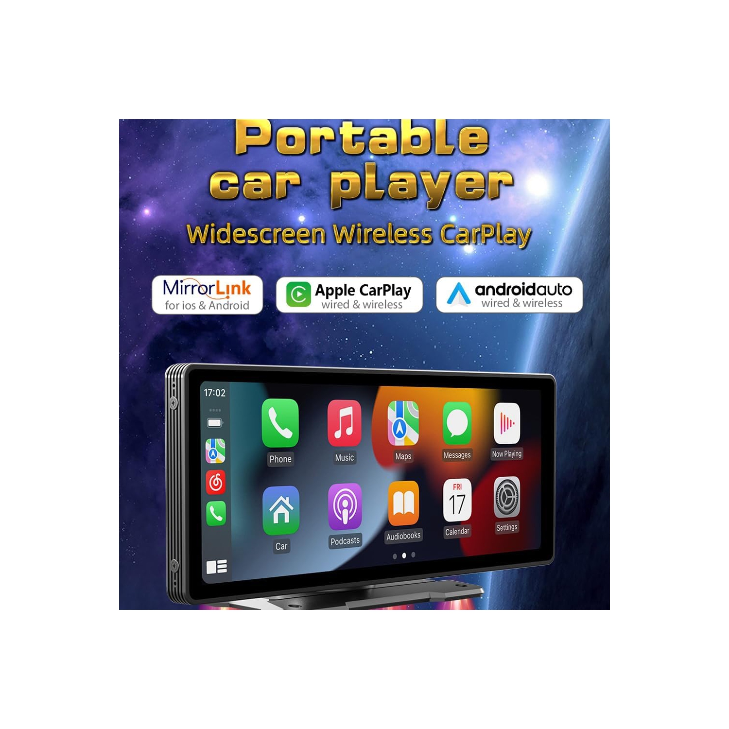 Écran tactile IPS de 10,26&nbsp;po Lecteur multimédia MP5 stéréo portatif pour voiture sans fil CarPlay Android Auto Dashboard Mirror avec caméra