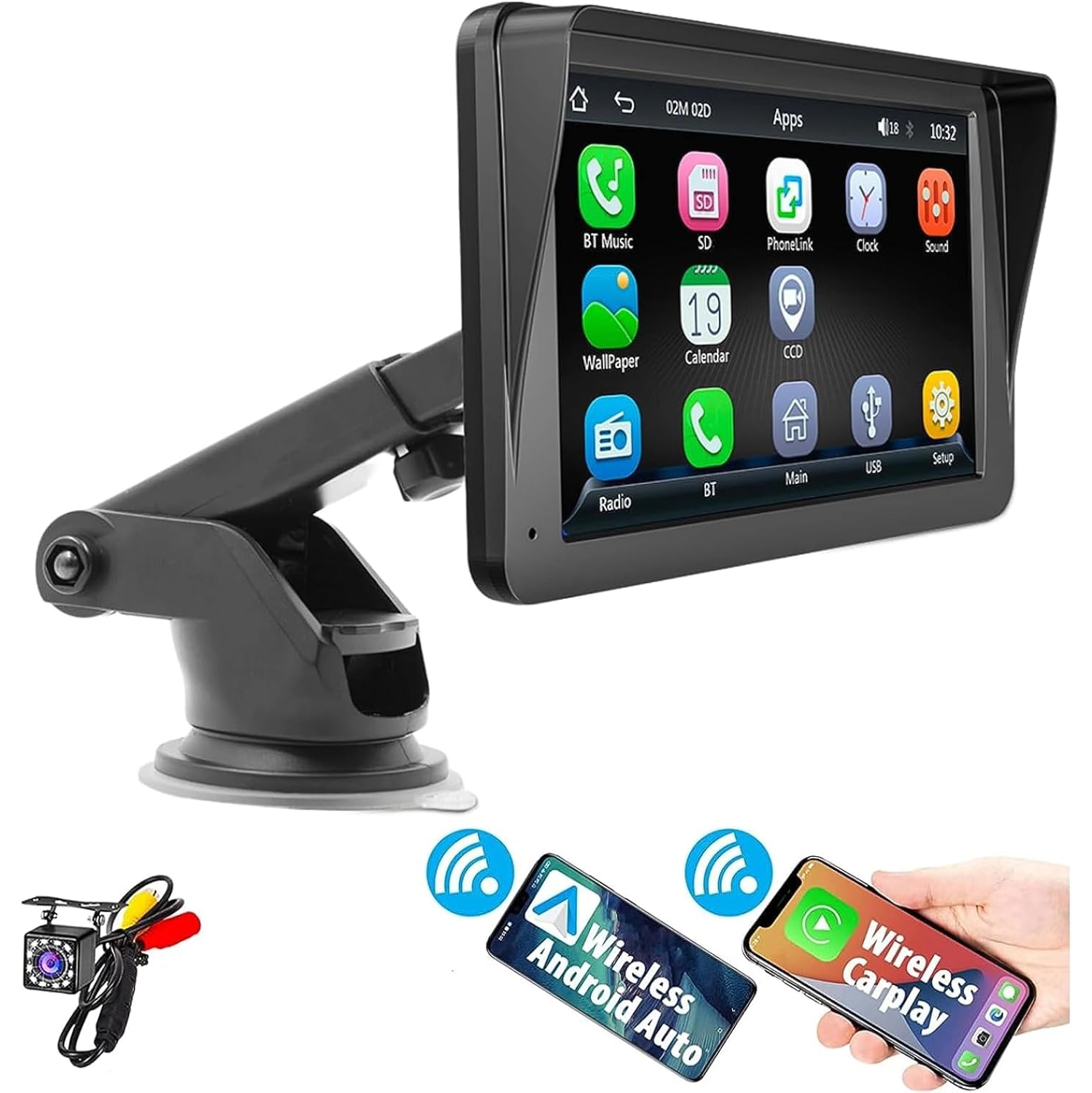 Nouveau lecteur MP5 portatif pour voiture avec Bluetooth, caméra de recul, navigation GPS, CarPlay pour Android Auto, lecteur de voiture multifonction