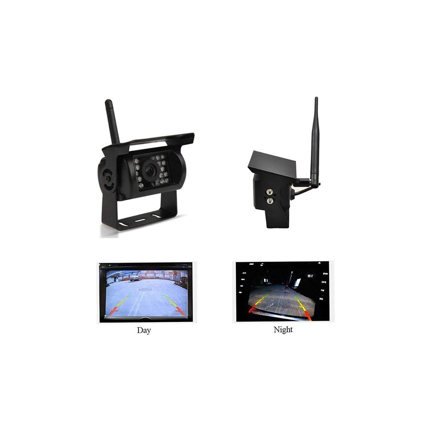 Ensemble de caméra de recul, moniteur de voiture sans fil 7 po Système de caméra de recul Écran arrière 4 caméras de recul Vision nocturne