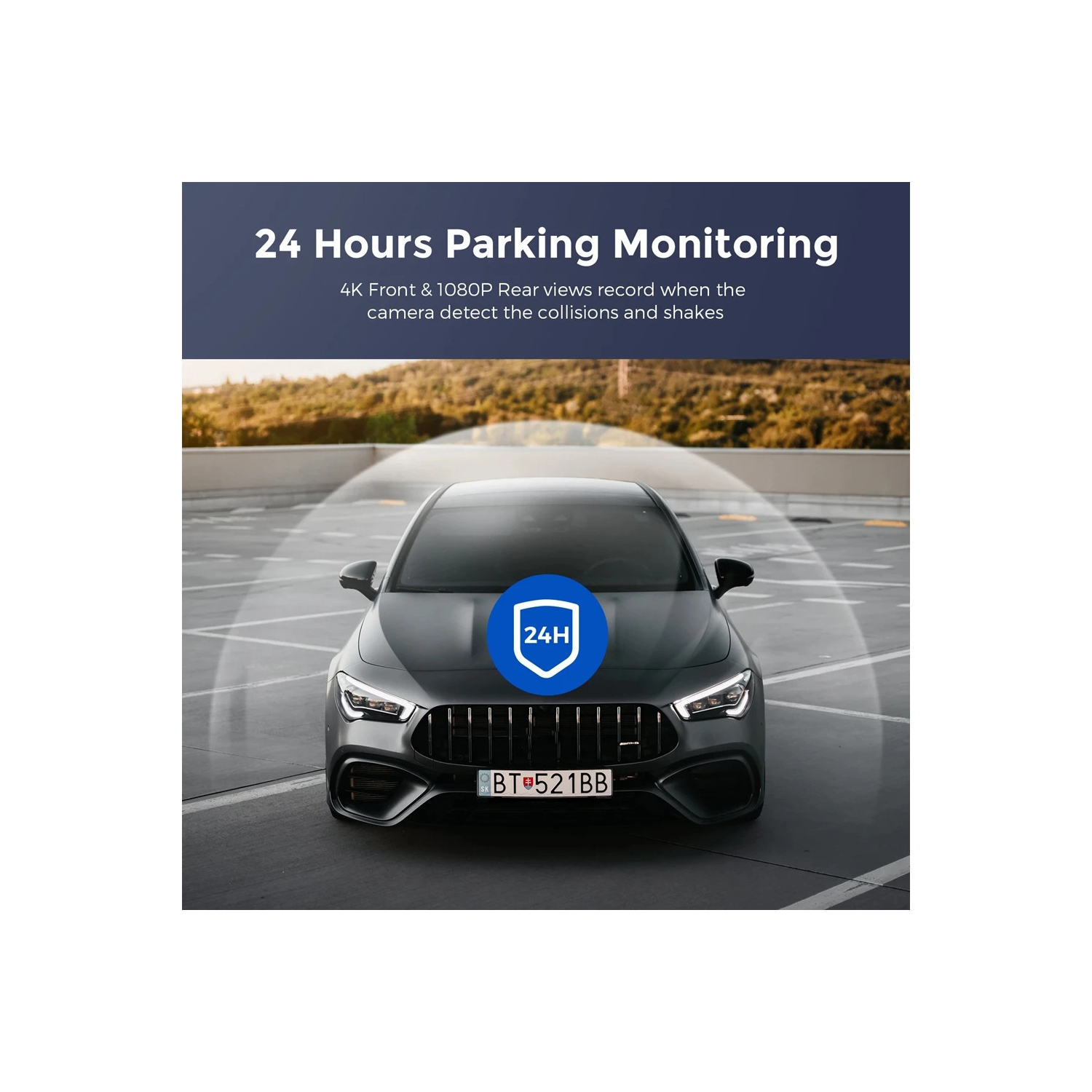 Deux caméras de tableau de bord 4K Wi-Fi, mini caméra avant et arrière pour l'auto avec vision nocturne, grand-angle, WDR, enregistrement en boucle,