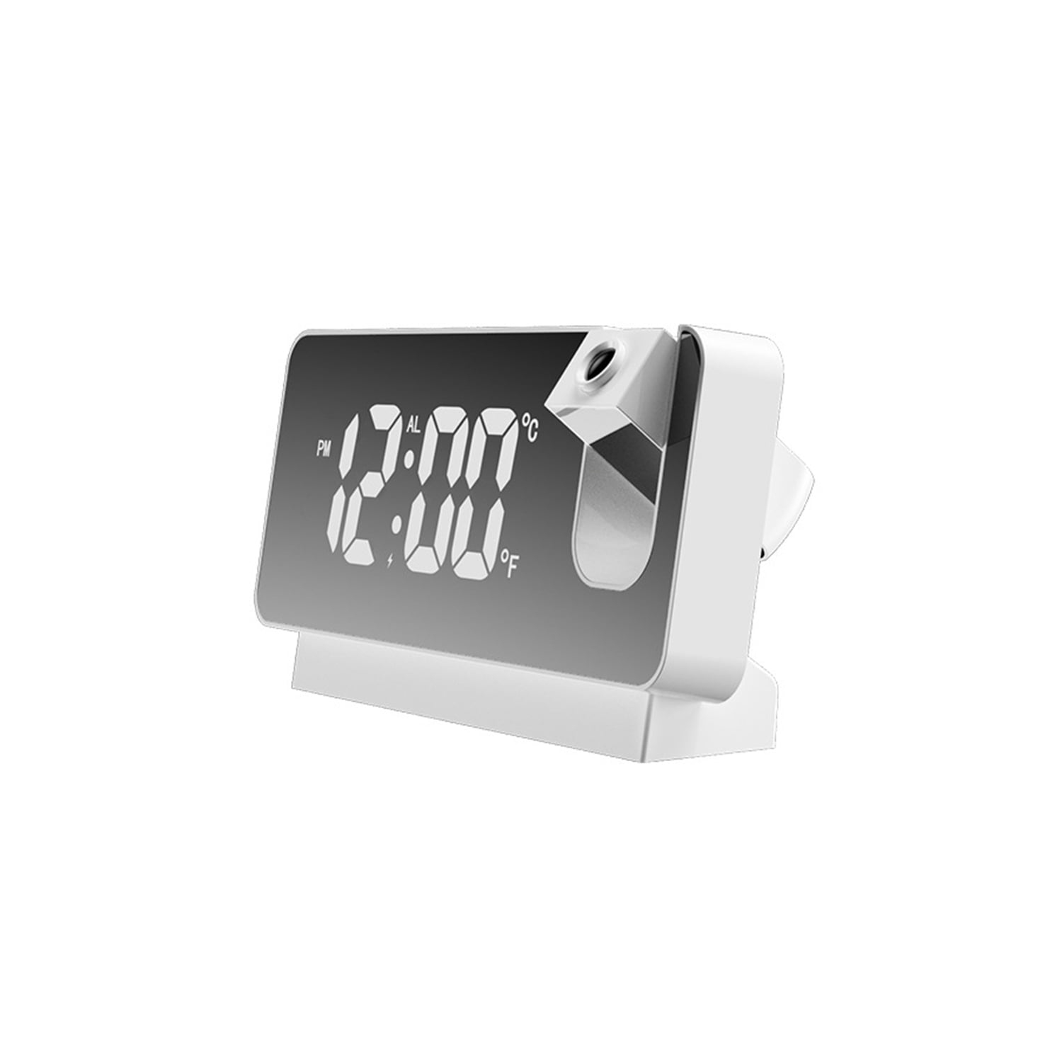Réveille-matin avec projecteur, écran LED, réveil numérique, miroir silencieux, USB, horloge de bureau, projecteur 180° pour chambre, affichage